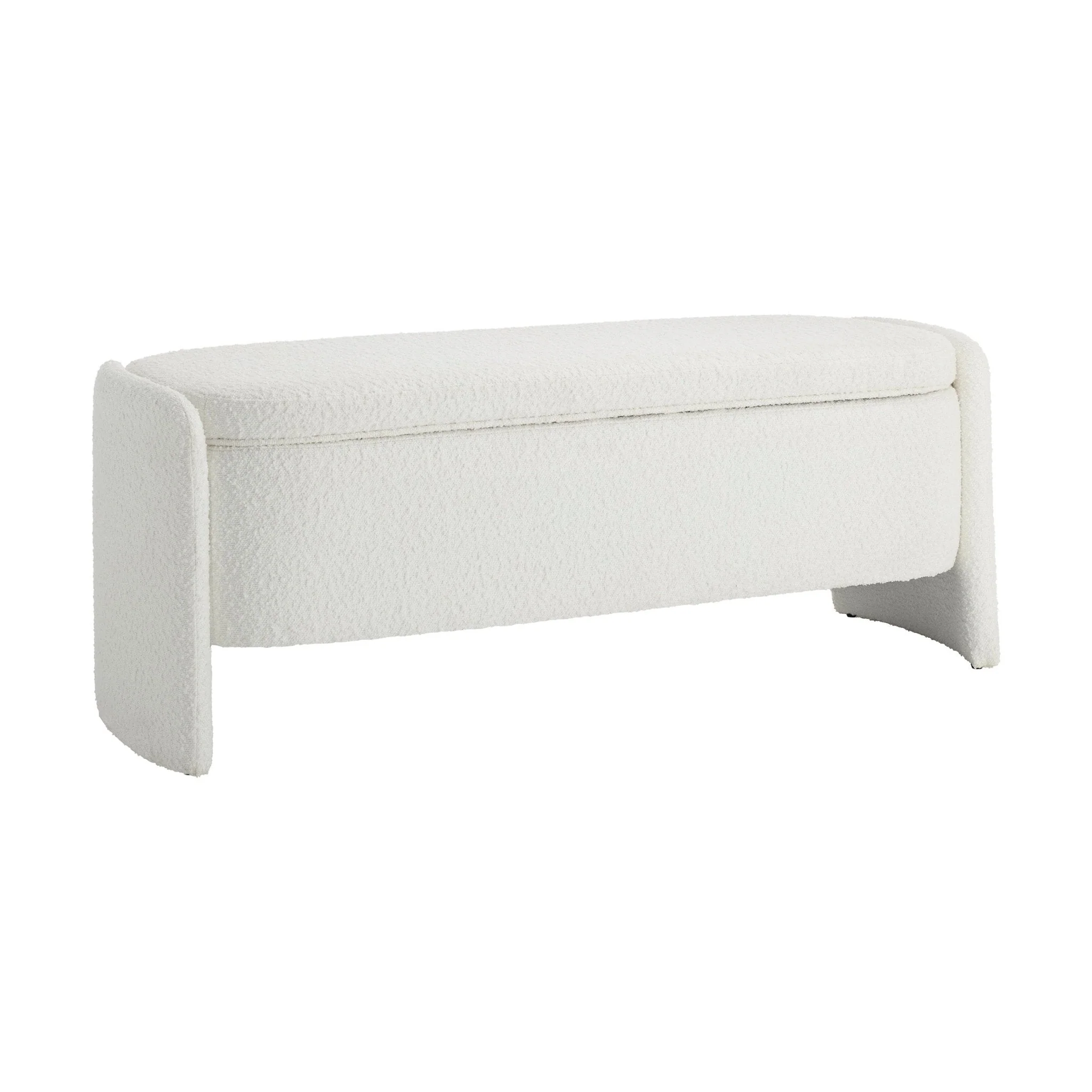 Didsbury Boucle Curved Storage Bench - Off White - Image 5