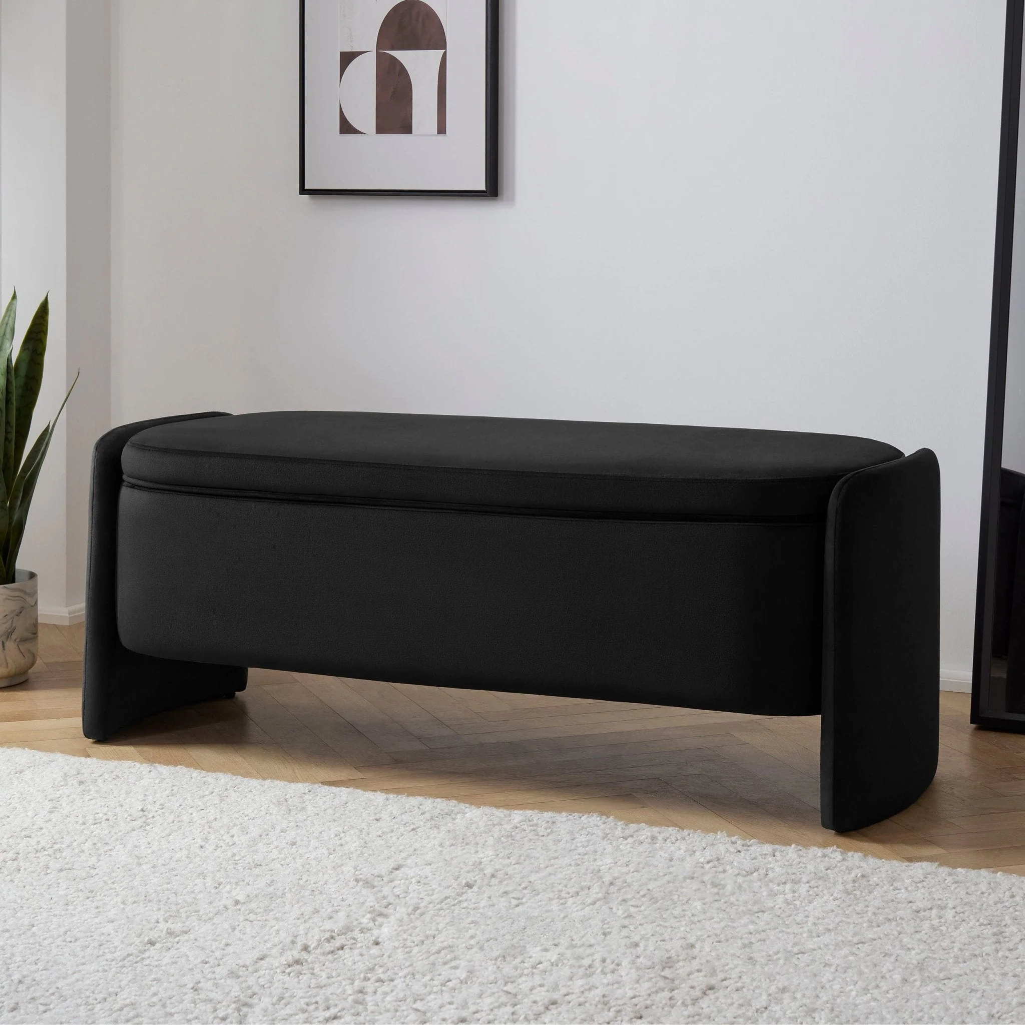 Didsbury Curved Storage Bench - Ink