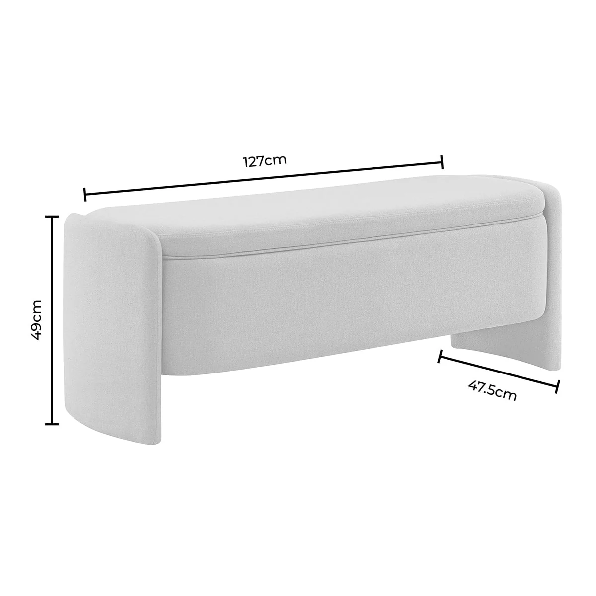 Didsbury Curved Storage Bench - Ink - Image 8
