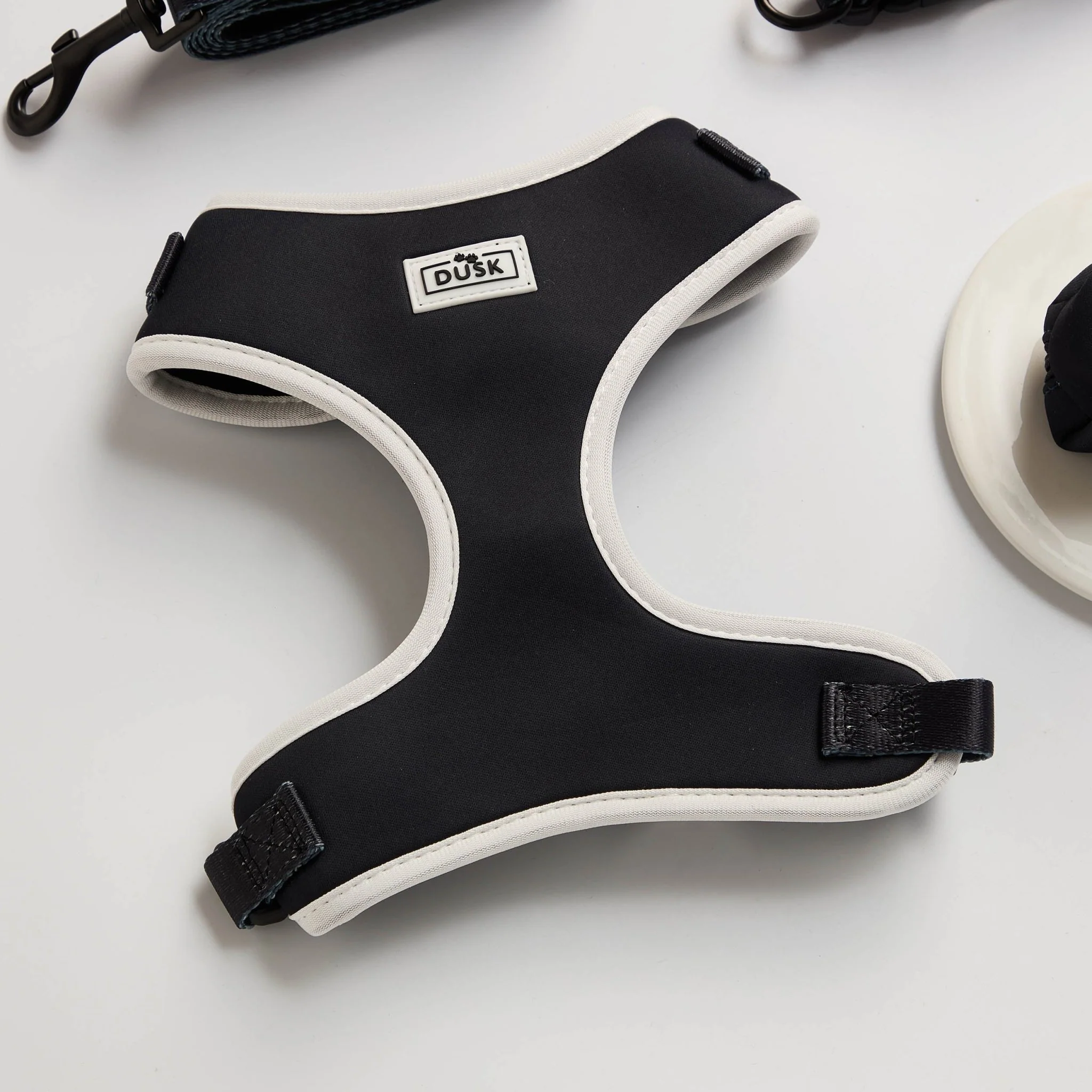 Dog Harness, Lead, Collar Set - Size Small - Black/White - Image 2