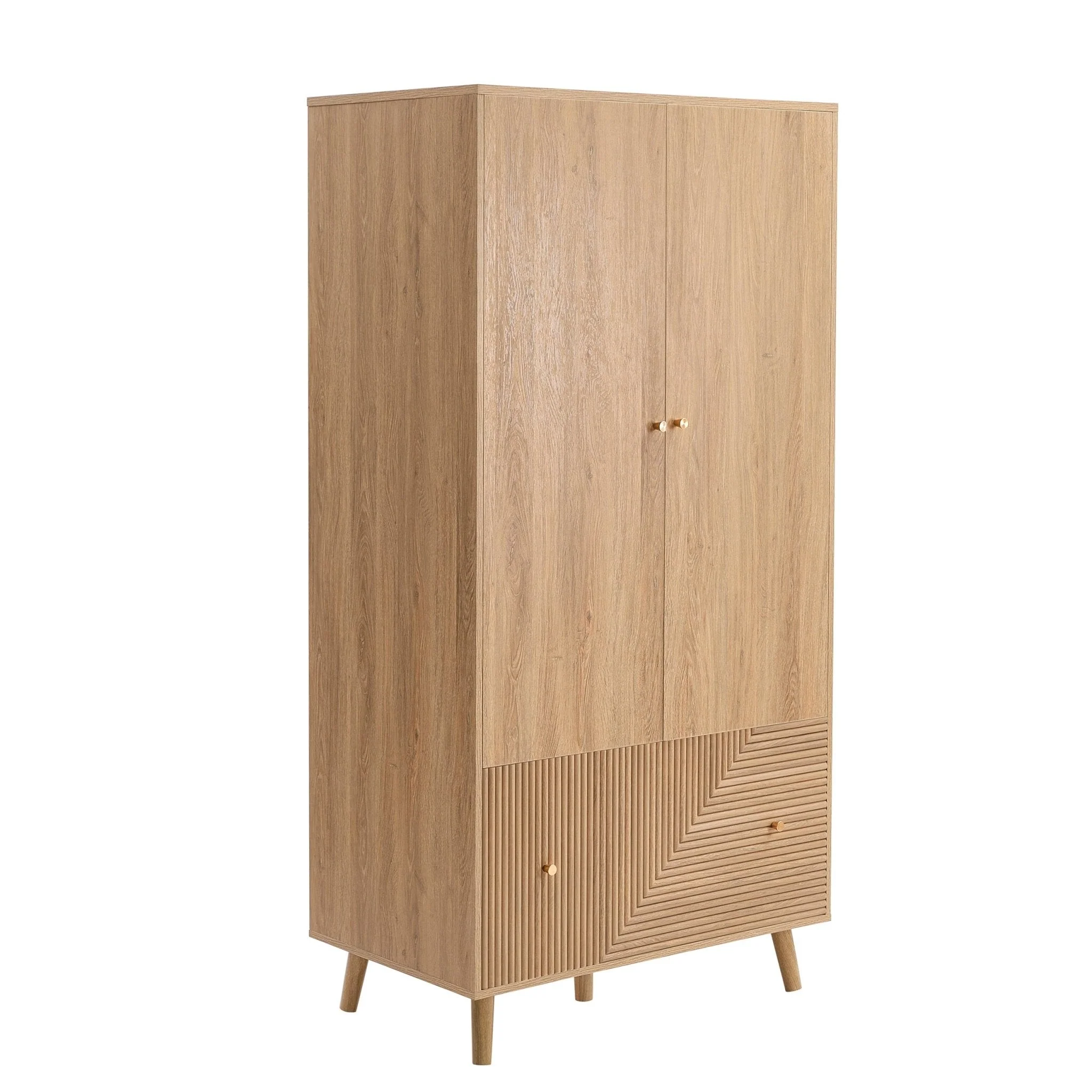 Dora 2 Door Wardrobe with Drawer - Light Wood - Image 2