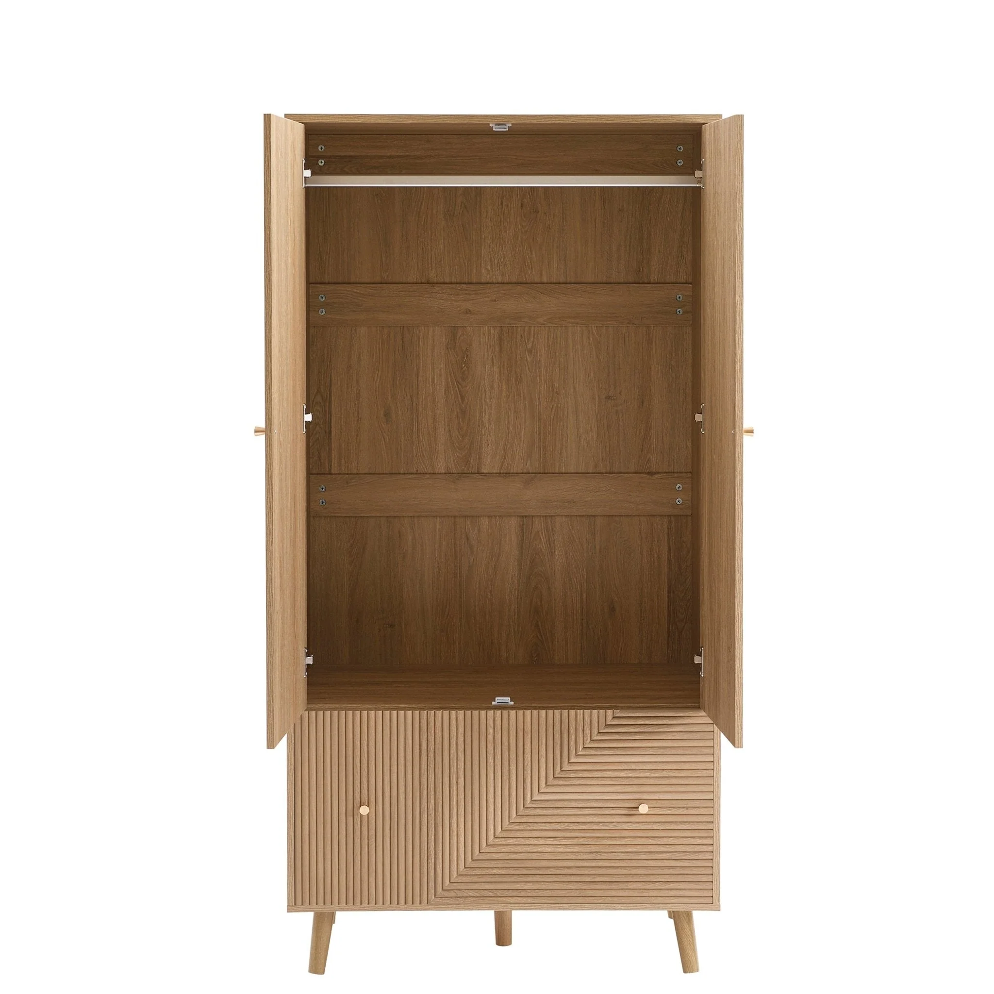 Dora 2 Door Wardrobe with Drawer - Light Wood - Image 3