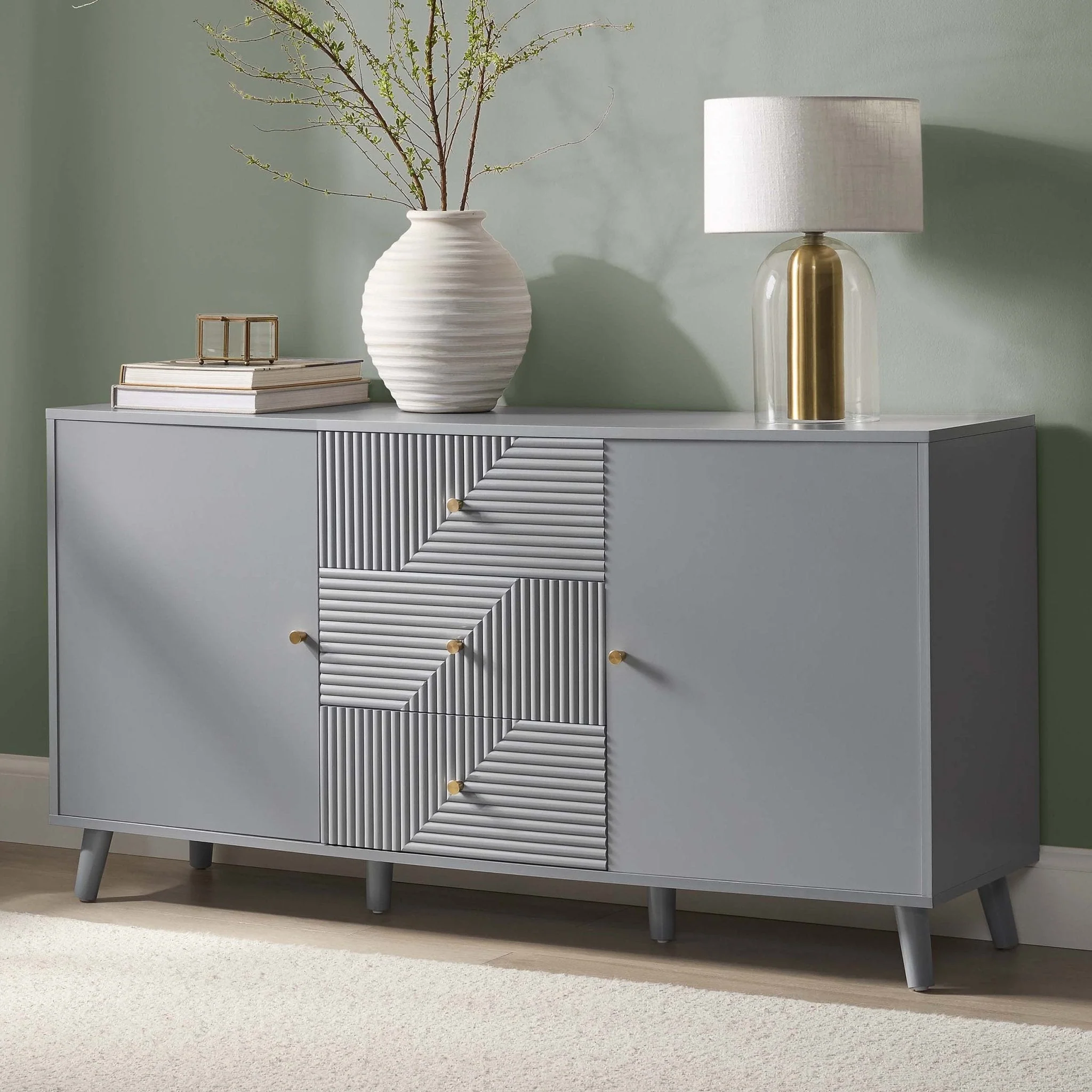Dora Large Sideboard with Drawers - Light Grey
