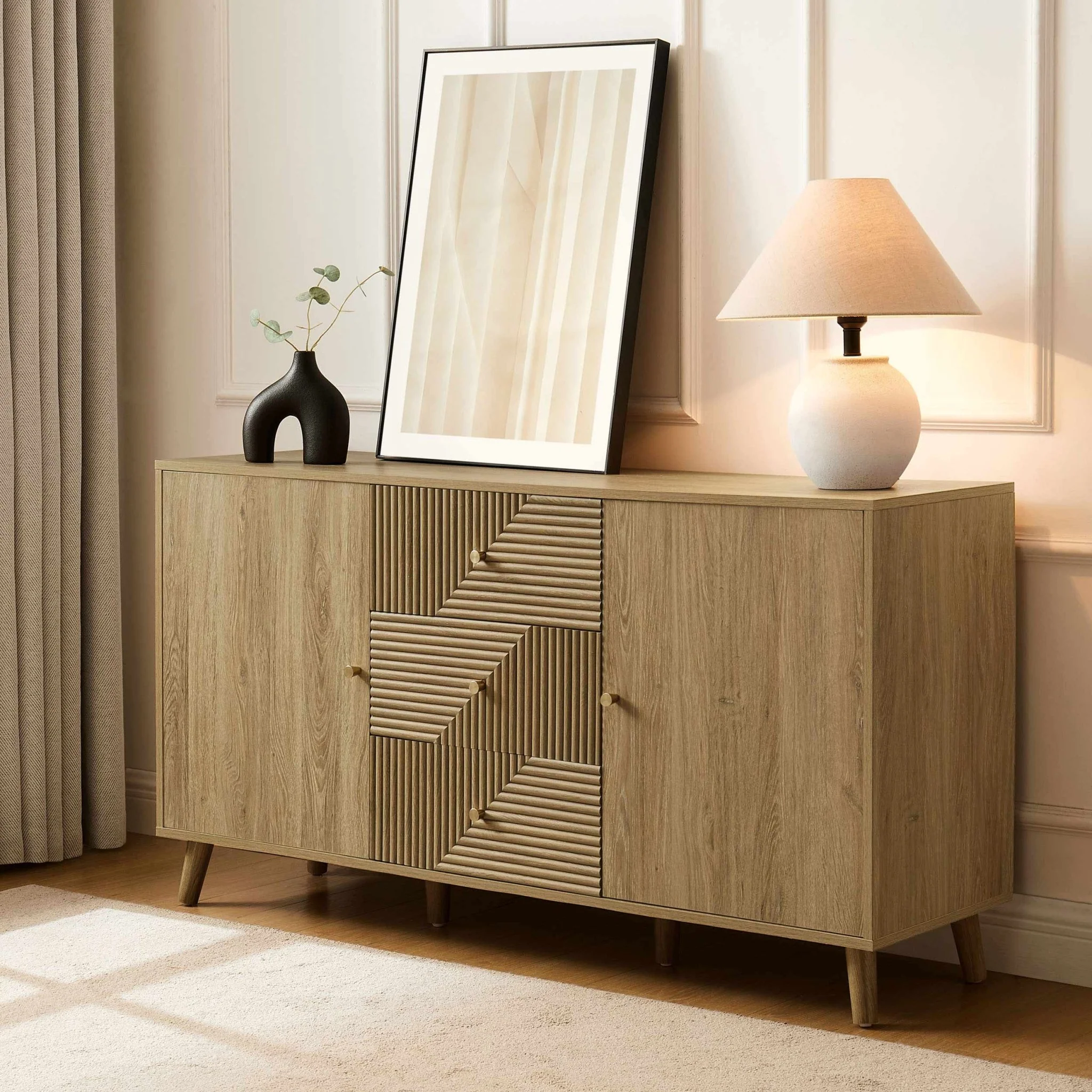 Dora Large Sideboard with Drawers - Light Wood