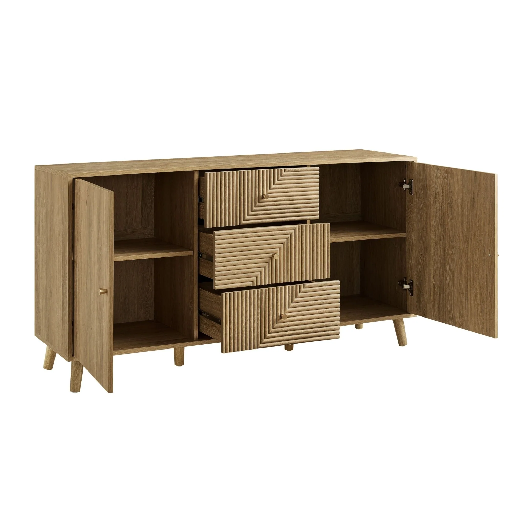Dora Large Sideboard with Drawers - Light Wood - Image 4
