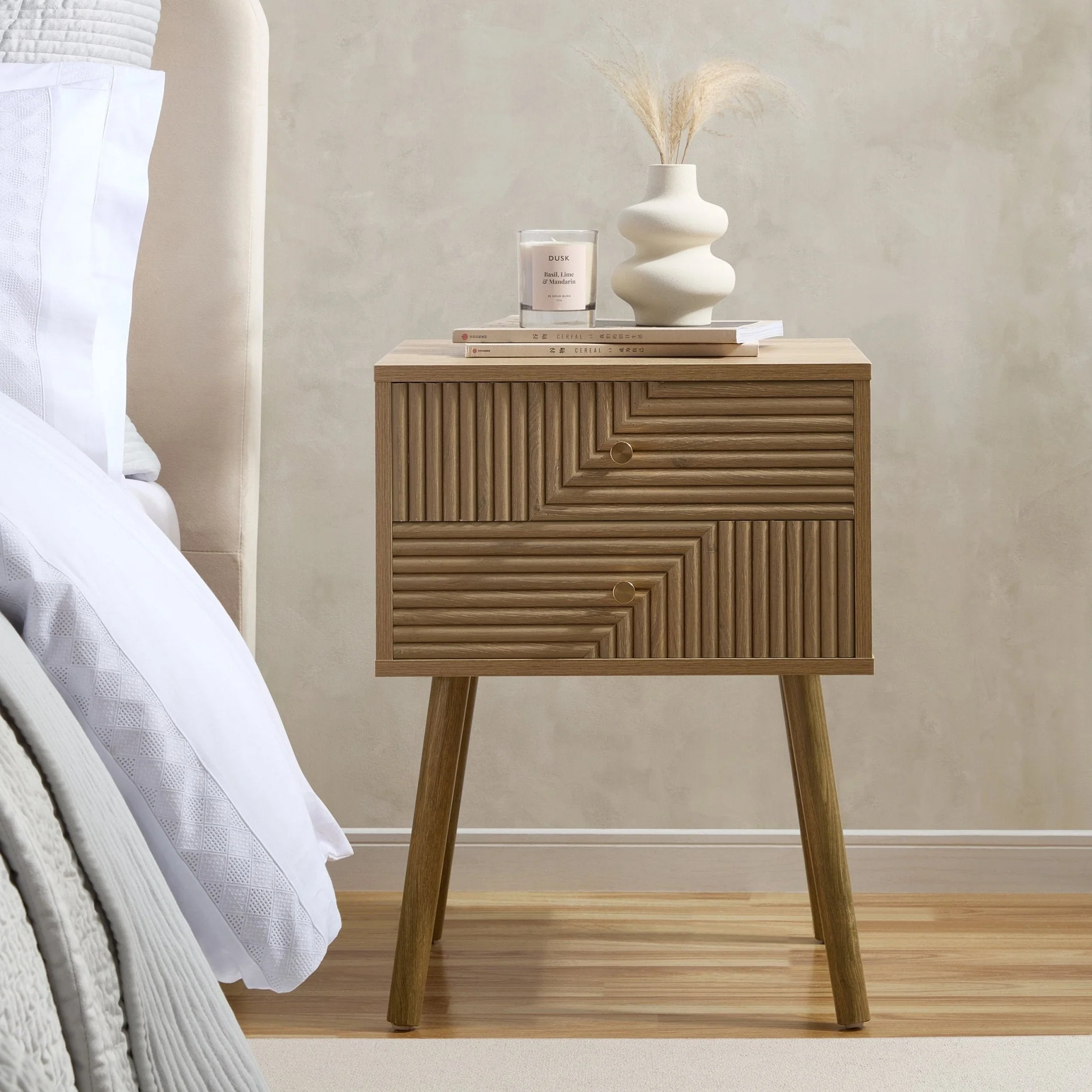 Dora 2 Drawer Nightstand - Light Wood - Image 2