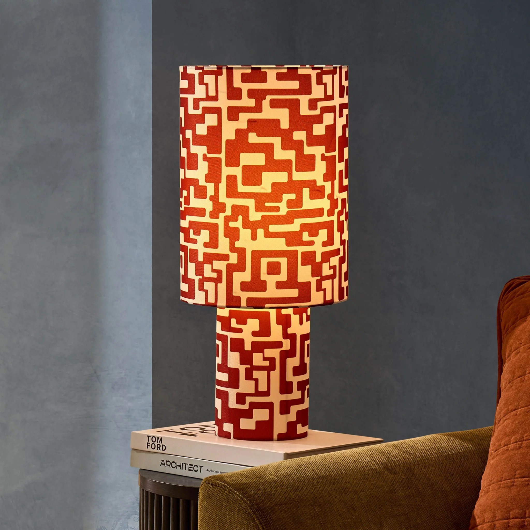 Drew Geometric Table Lamp - Orange