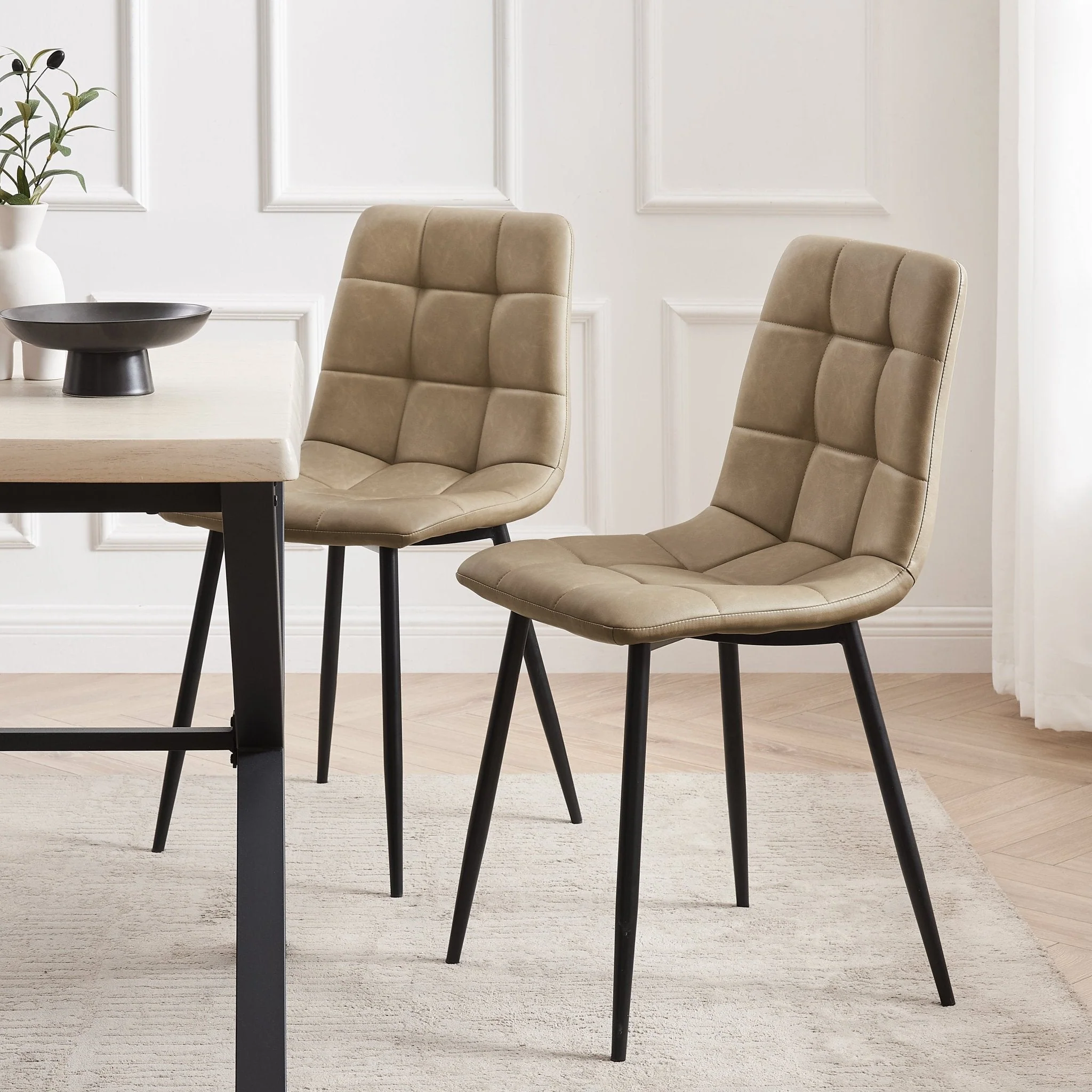 Eden Set Of 2 Dining Chairs - Faux Leather - Brown