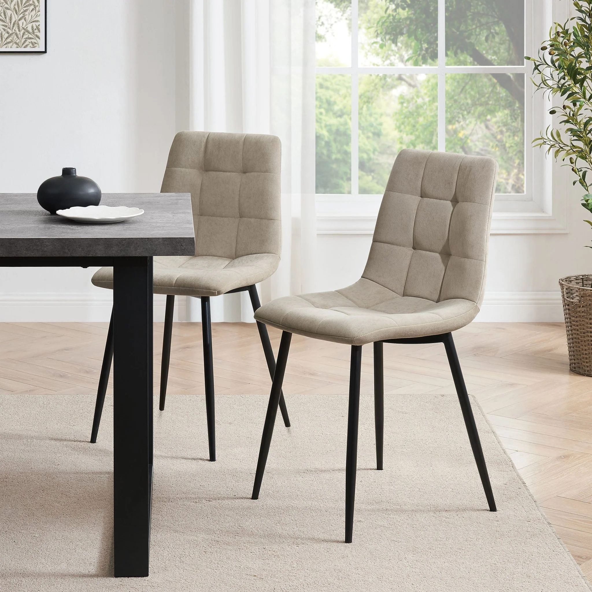 Eden Set of 2 Dining Chairs - Stone