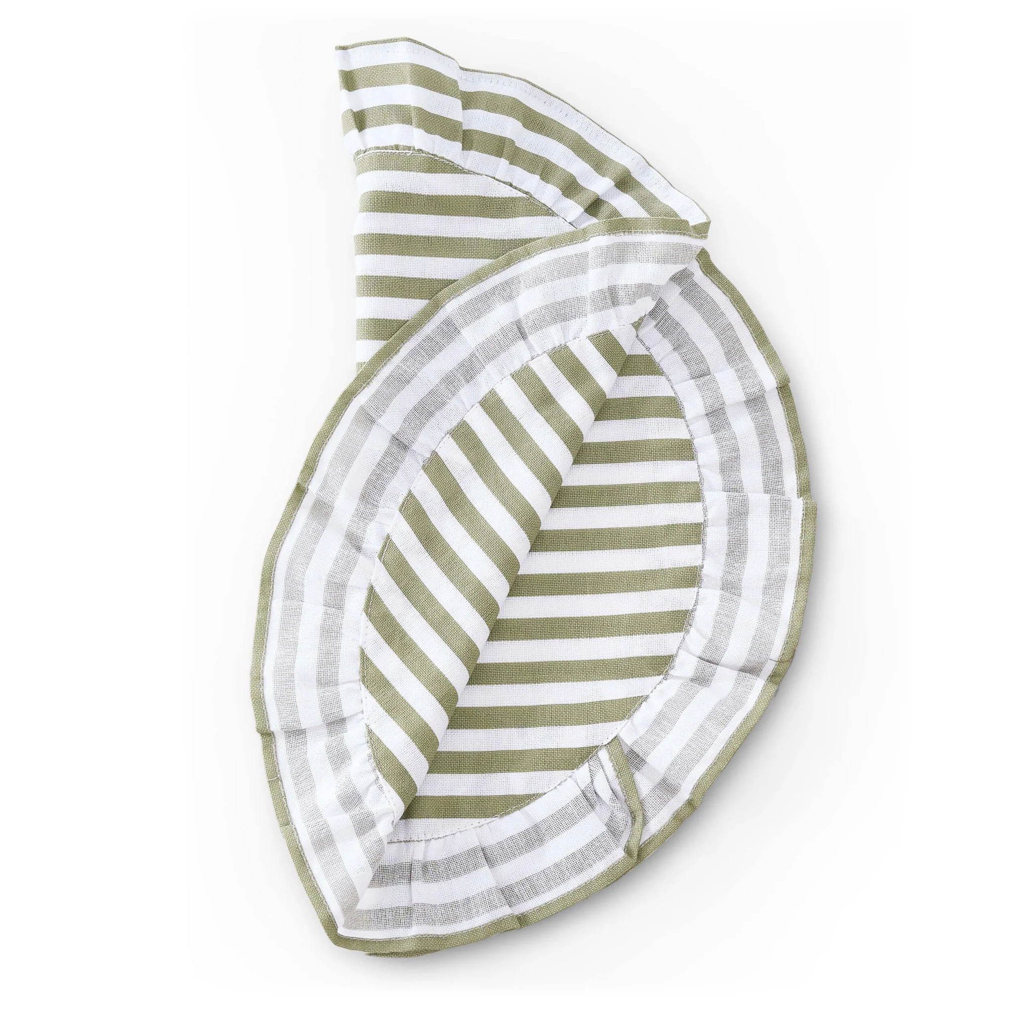Edith Stripe Frill Edge Set of 4 Placemats - Olive Green - Image 4