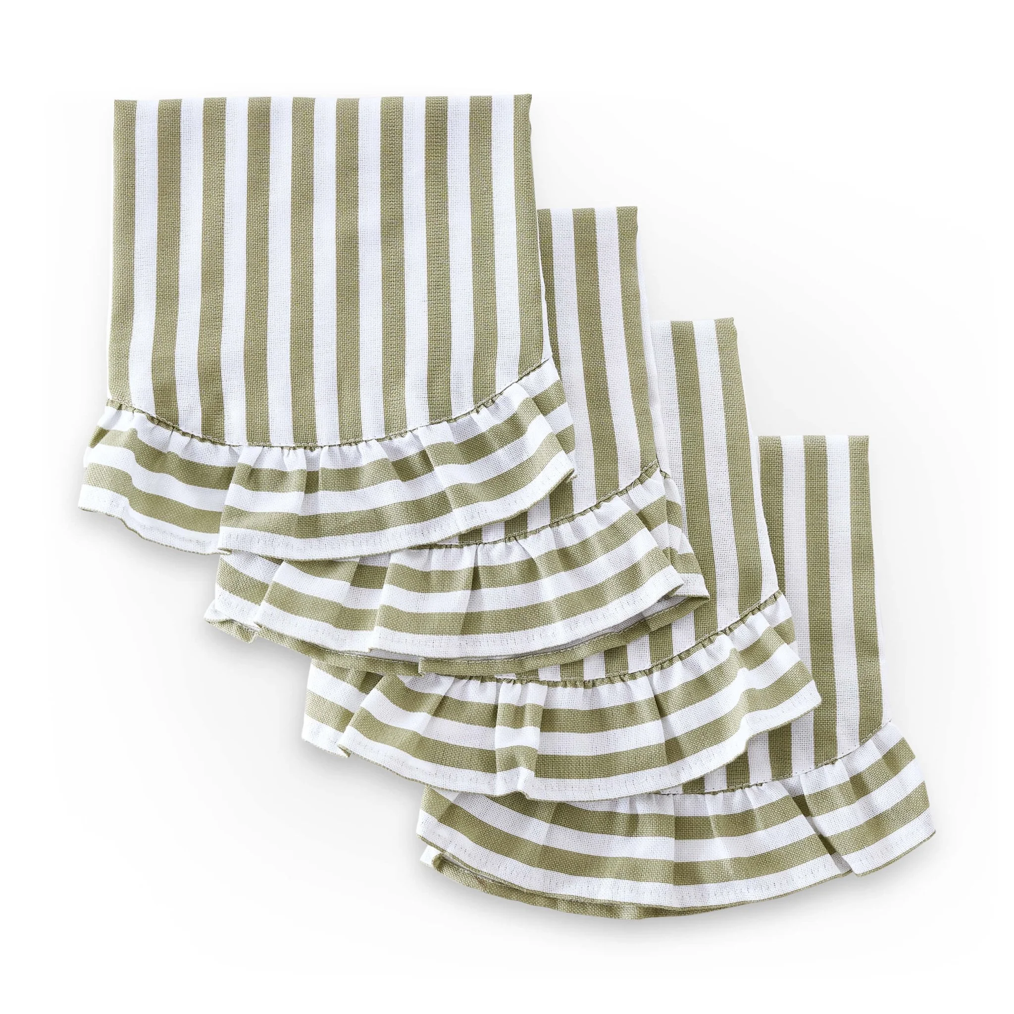 Edith Stripe Frill Edge Table Runner - Olive Green - Image 2
