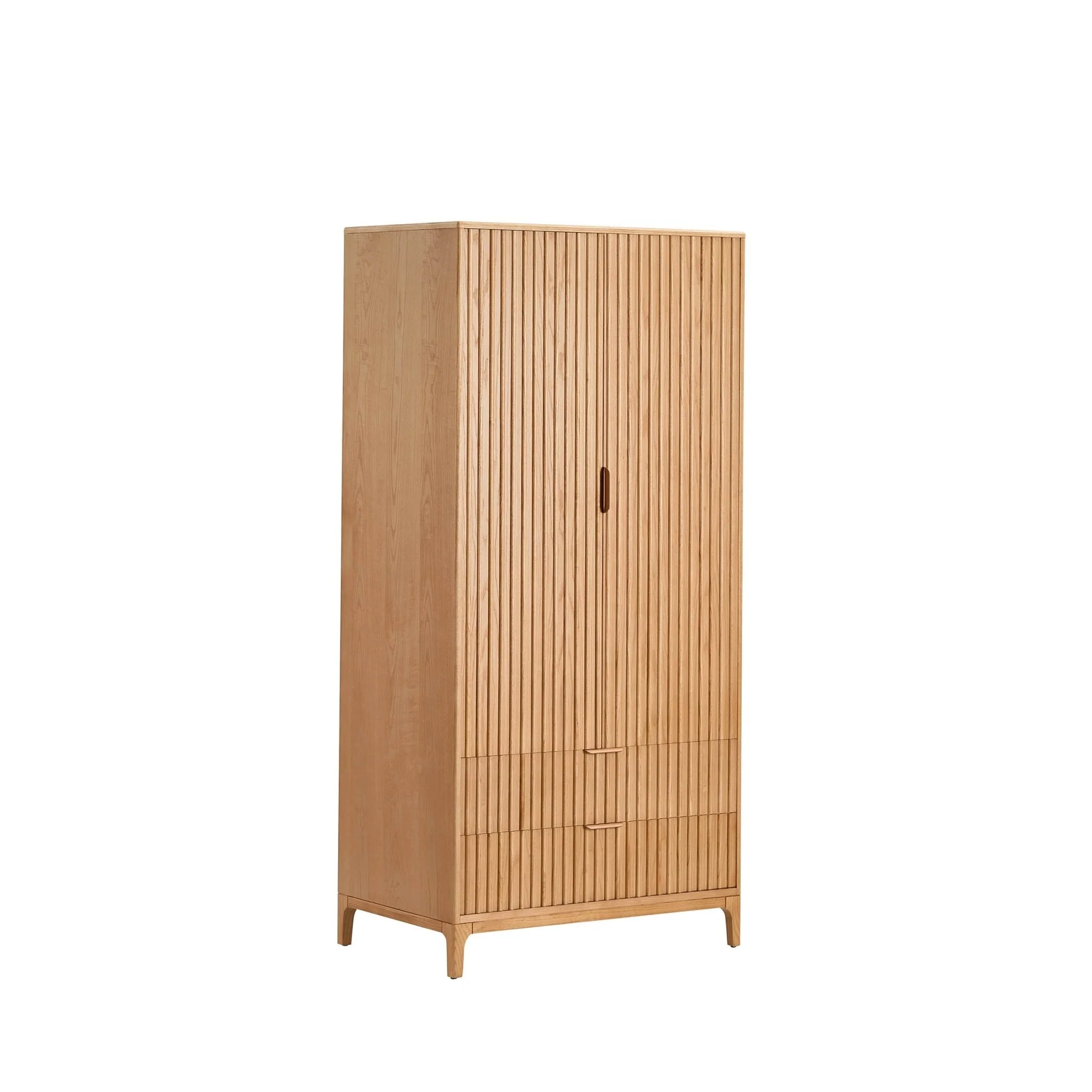 Elena Ash 2 Door Wardrobe with Drawers - Light Wood - Image 2