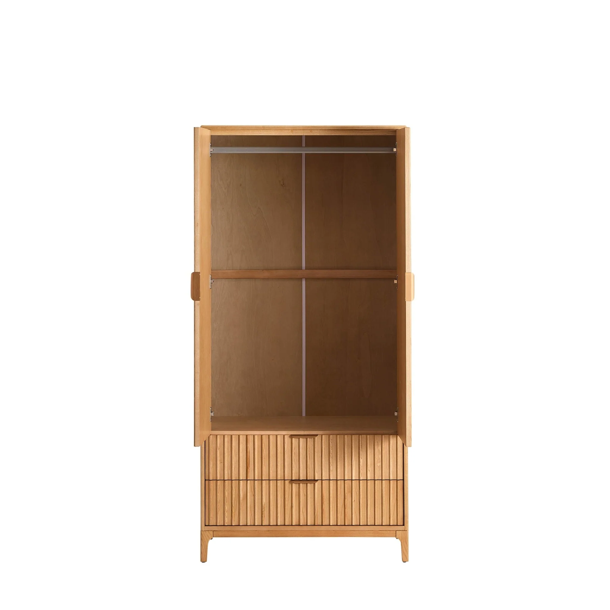 Elena Ash 2 Door Wardrobe with Drawers - Light Wood - Image 3