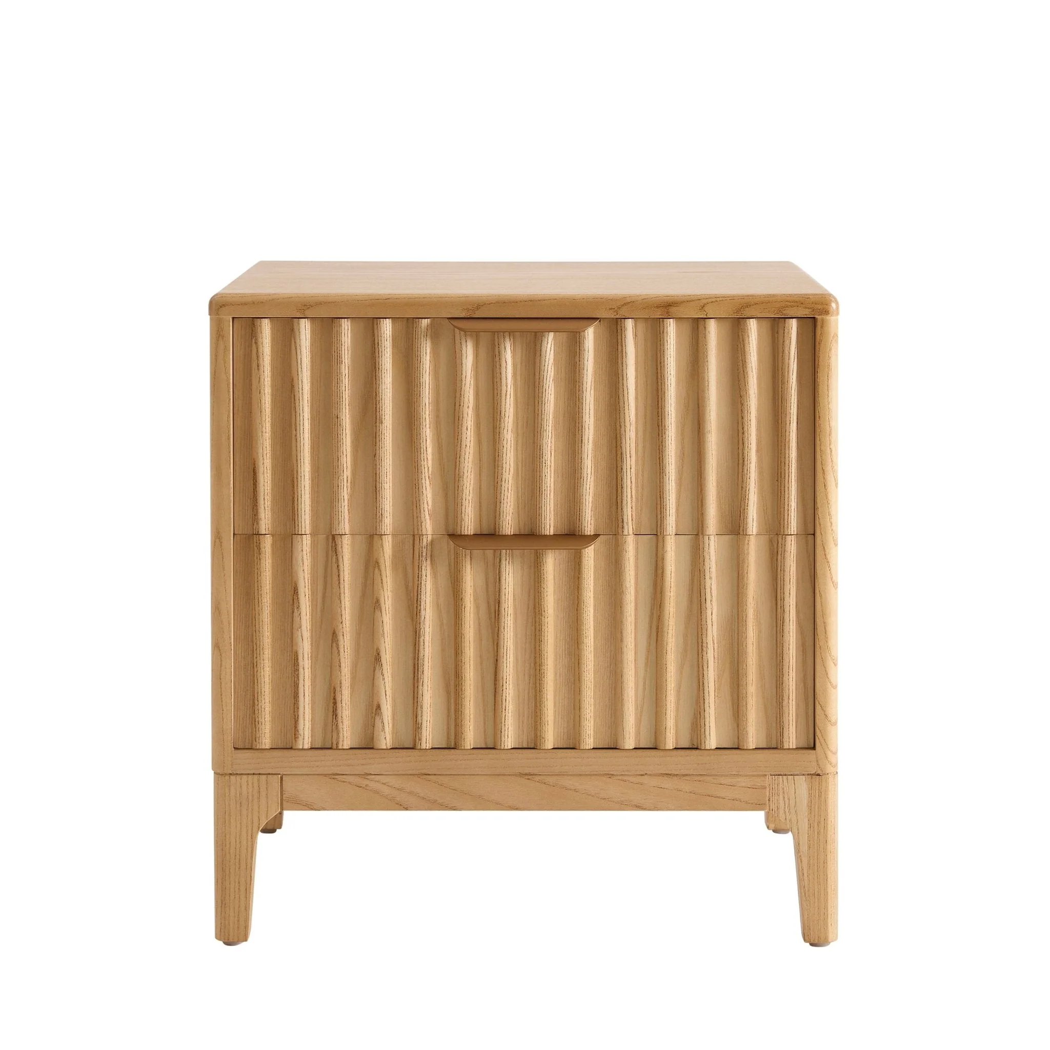 Elena Ash 2 Drawer Bedside Table - Light Wood - Image 4