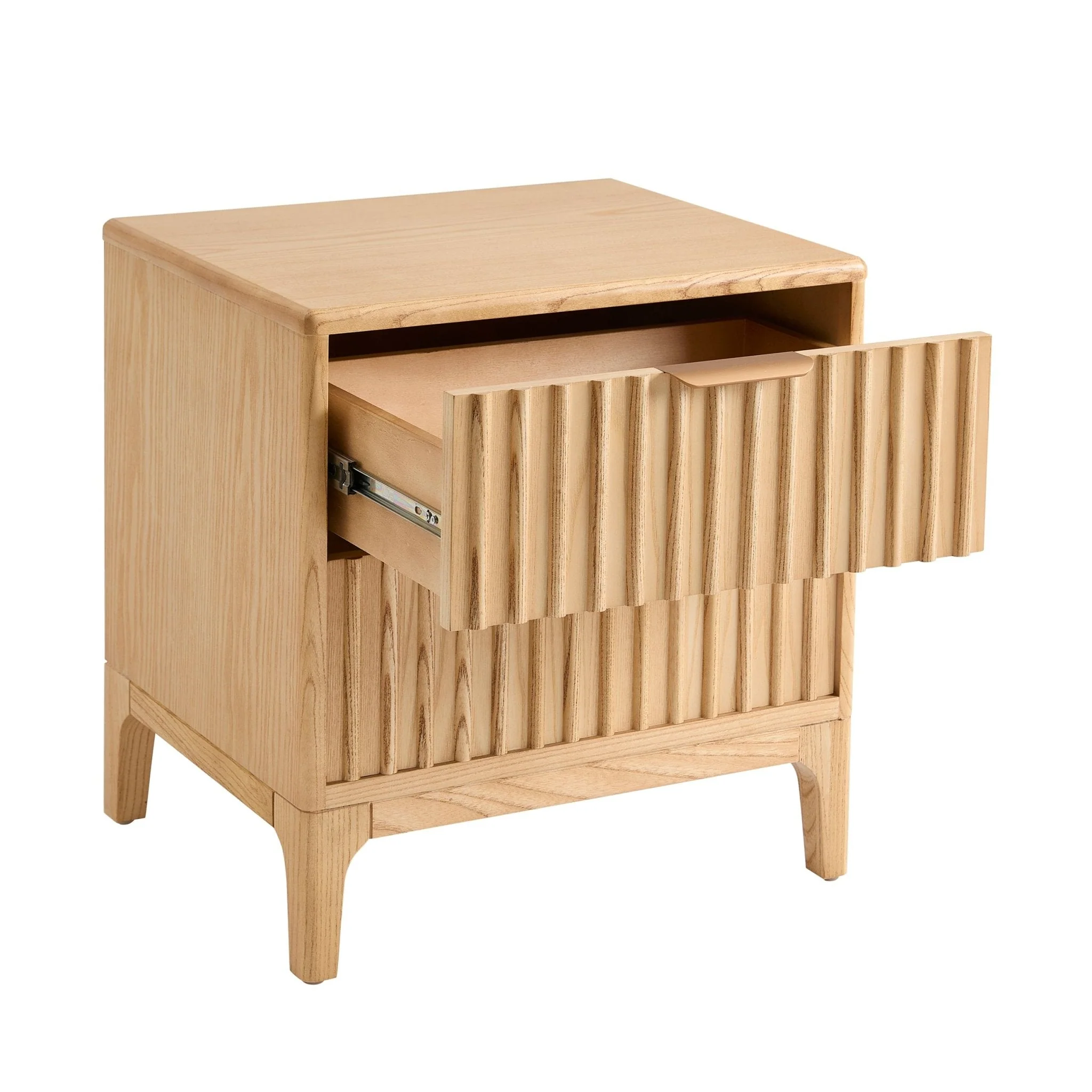 Elena Ash 2 Drawer Bedside Table - Light Wood - Image 5