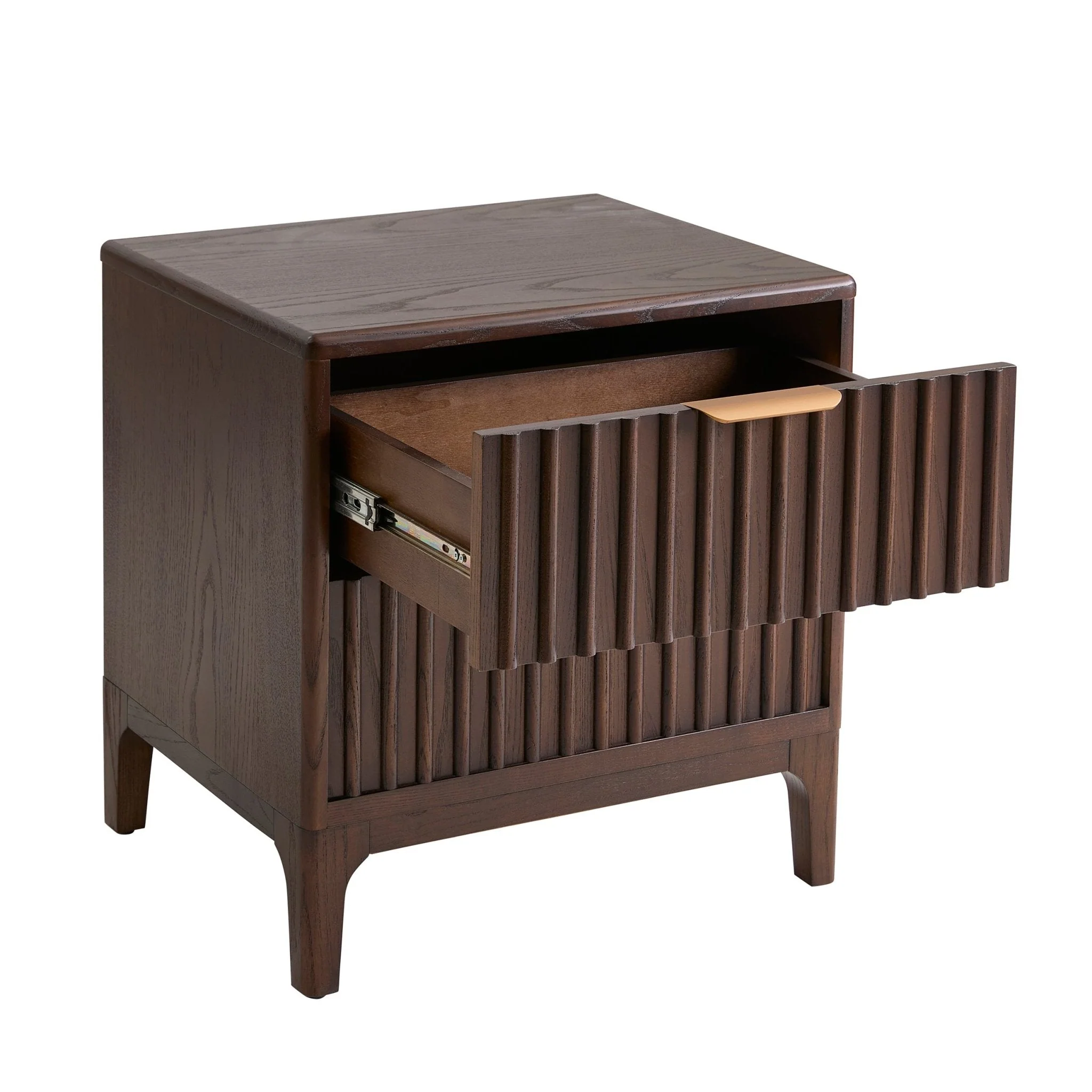 Elena Ash 2 Drawer Bedside Table - Walnut - Image 4