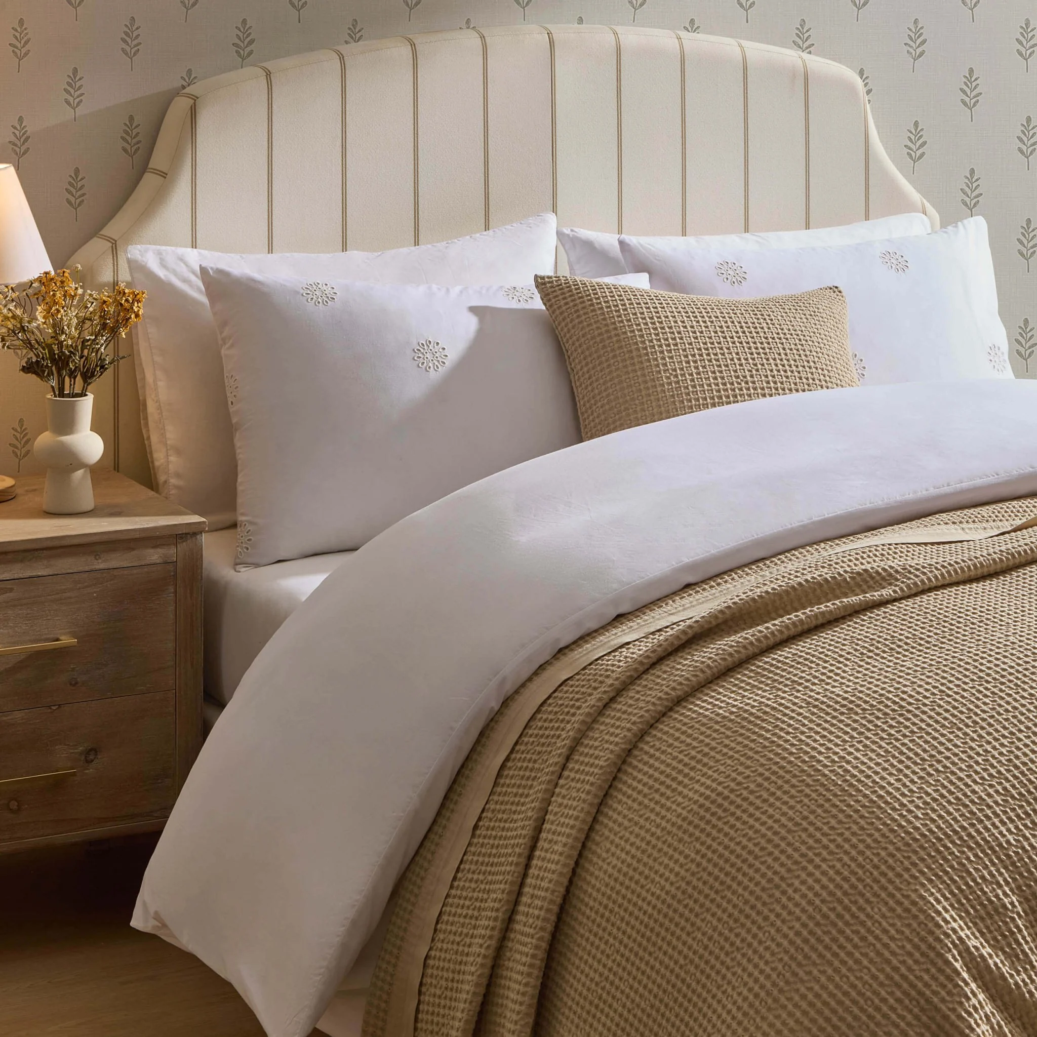 Eleni Cotton Waffle Stonewash Bedspread - Natural - Image 2