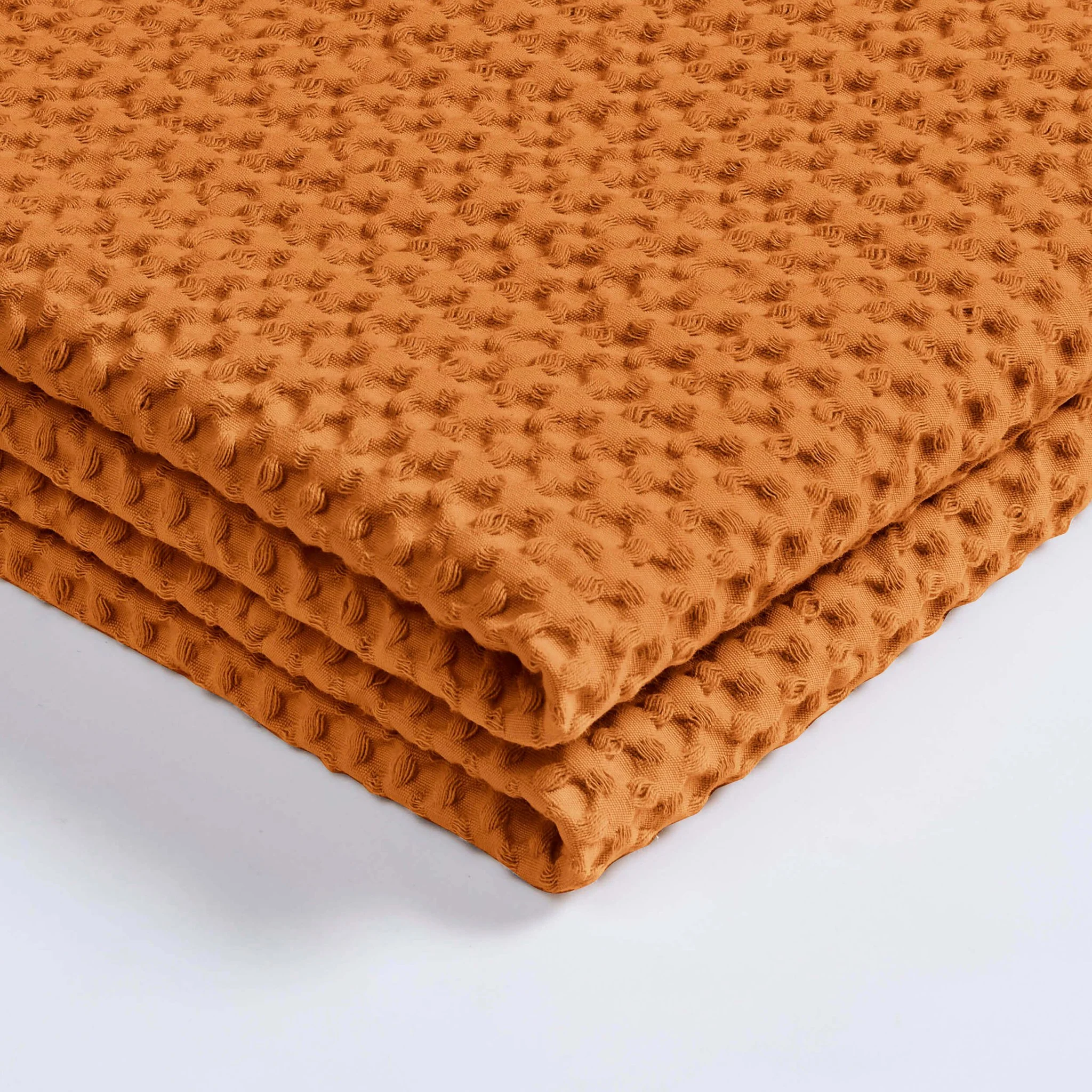 Eleni Cotton Waffle Stonewash Bedspread - Orange - Image 4