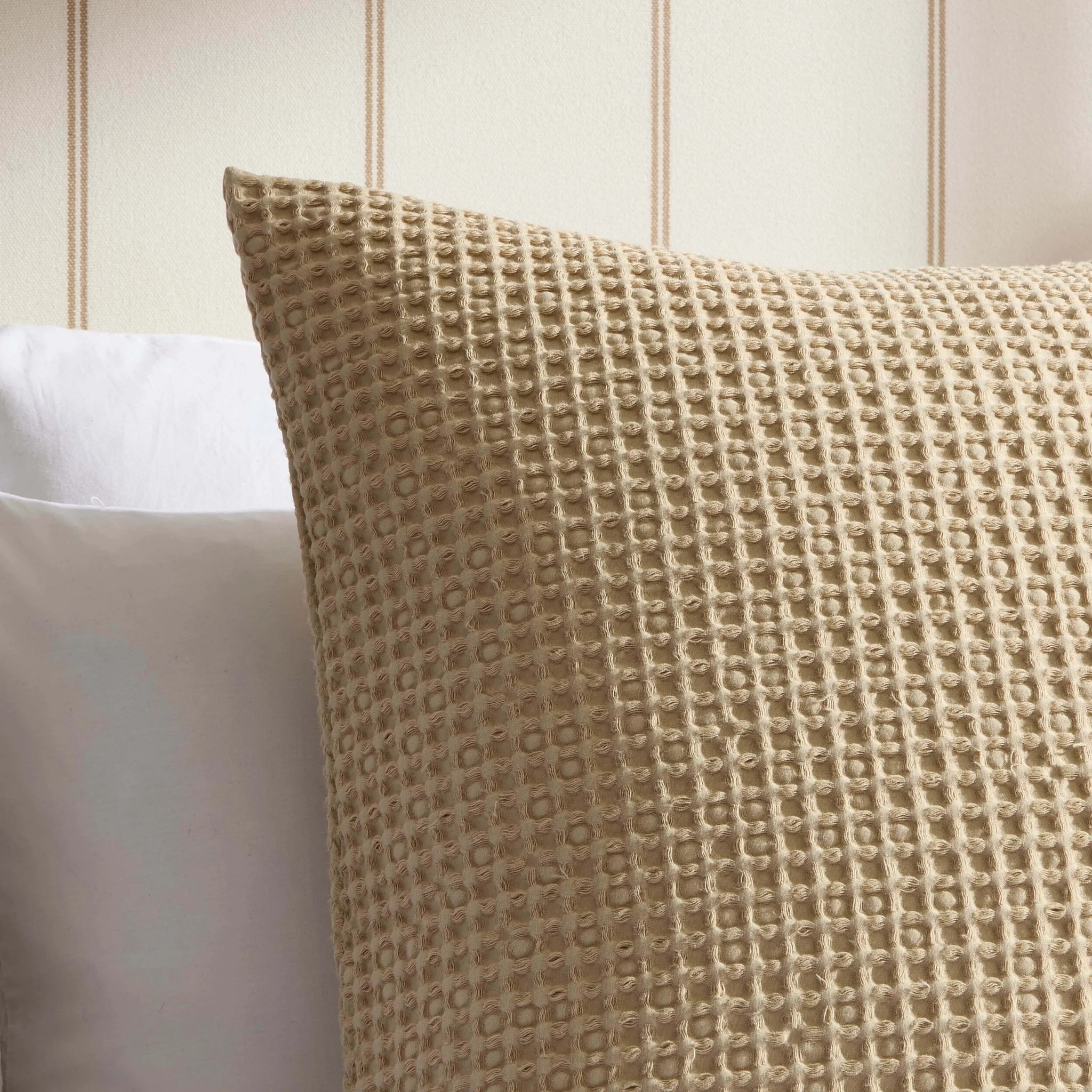 Eleni Cotton Waffle Stonewash Cushion Cover - Natural - Image 2