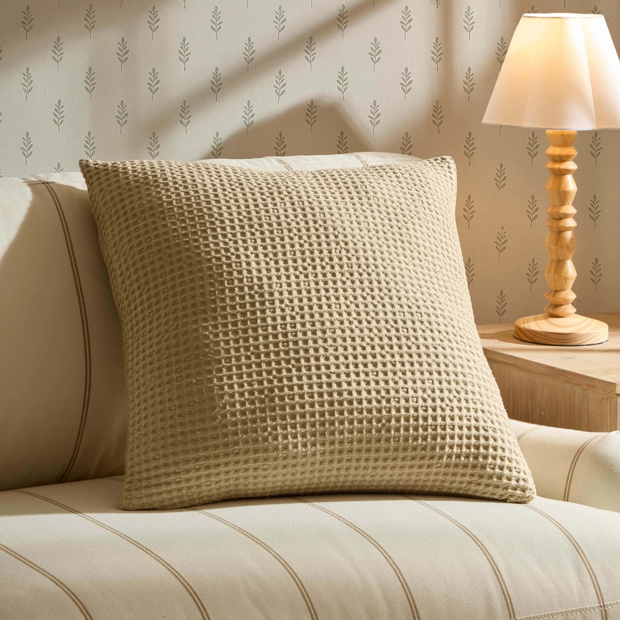 Eleni Cotton Waffle Stonewash Sofa Cushion Cover - Natural