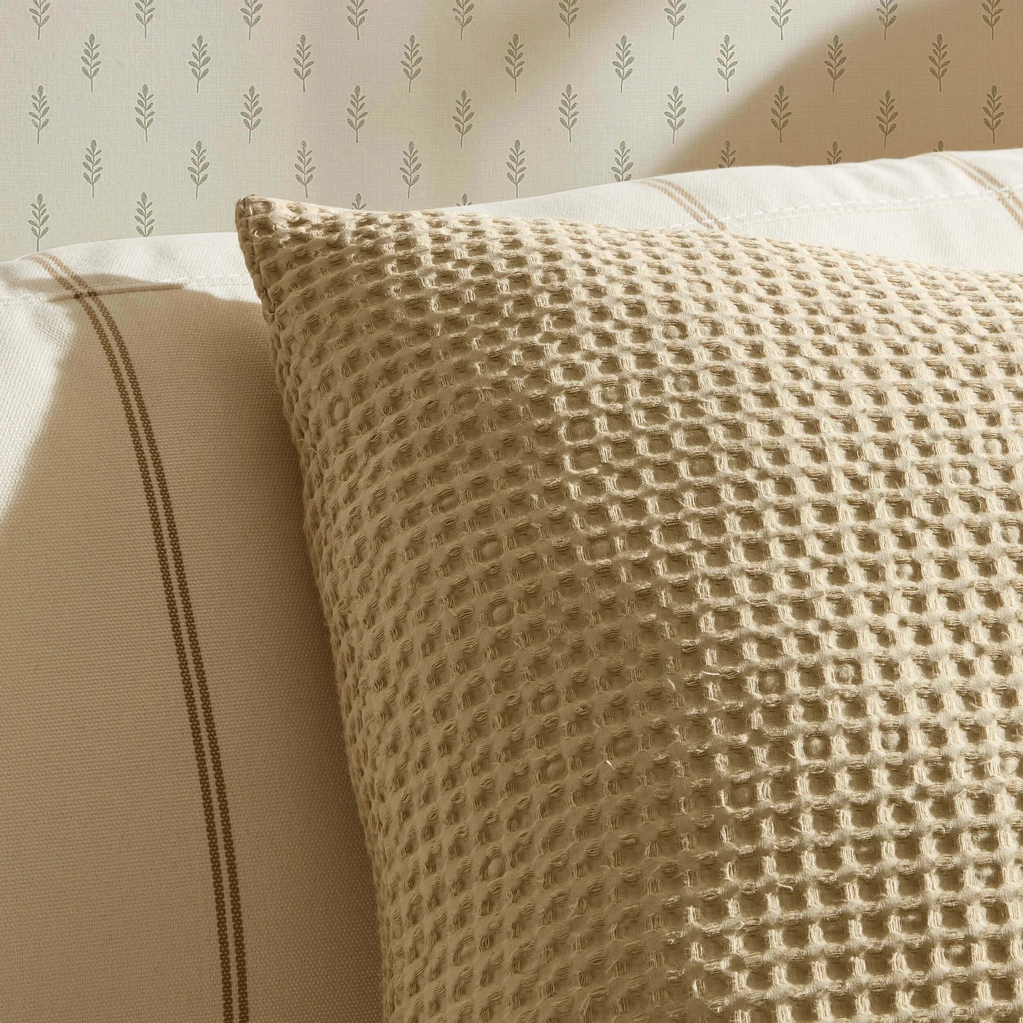 Eleni Cotton Waffle Stonewash Sofa Cushion Cover - Natural - Image 2