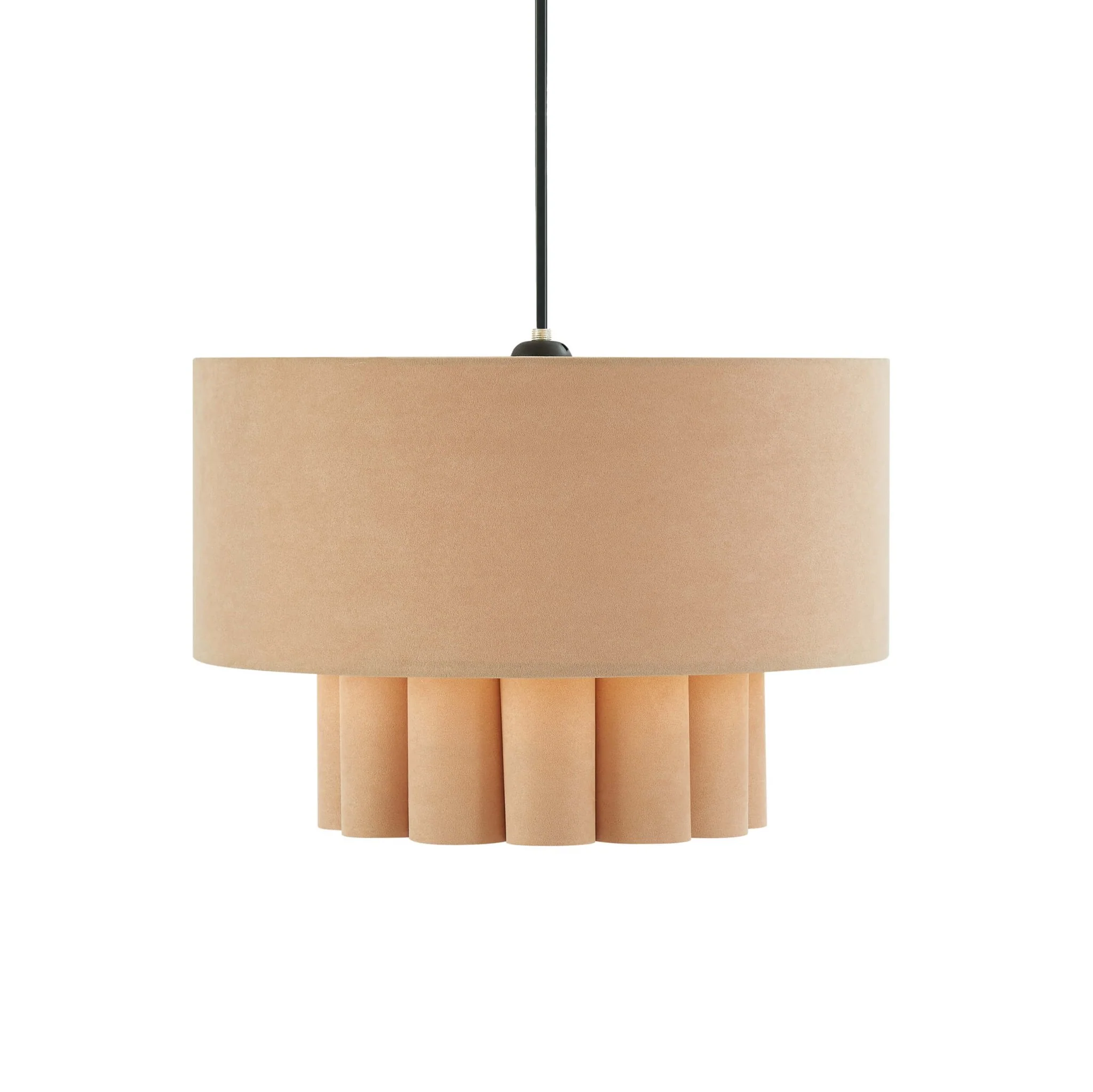 Eli Faux Suede Two Tier Scallop Ceiling Shade - Beige - Image 3