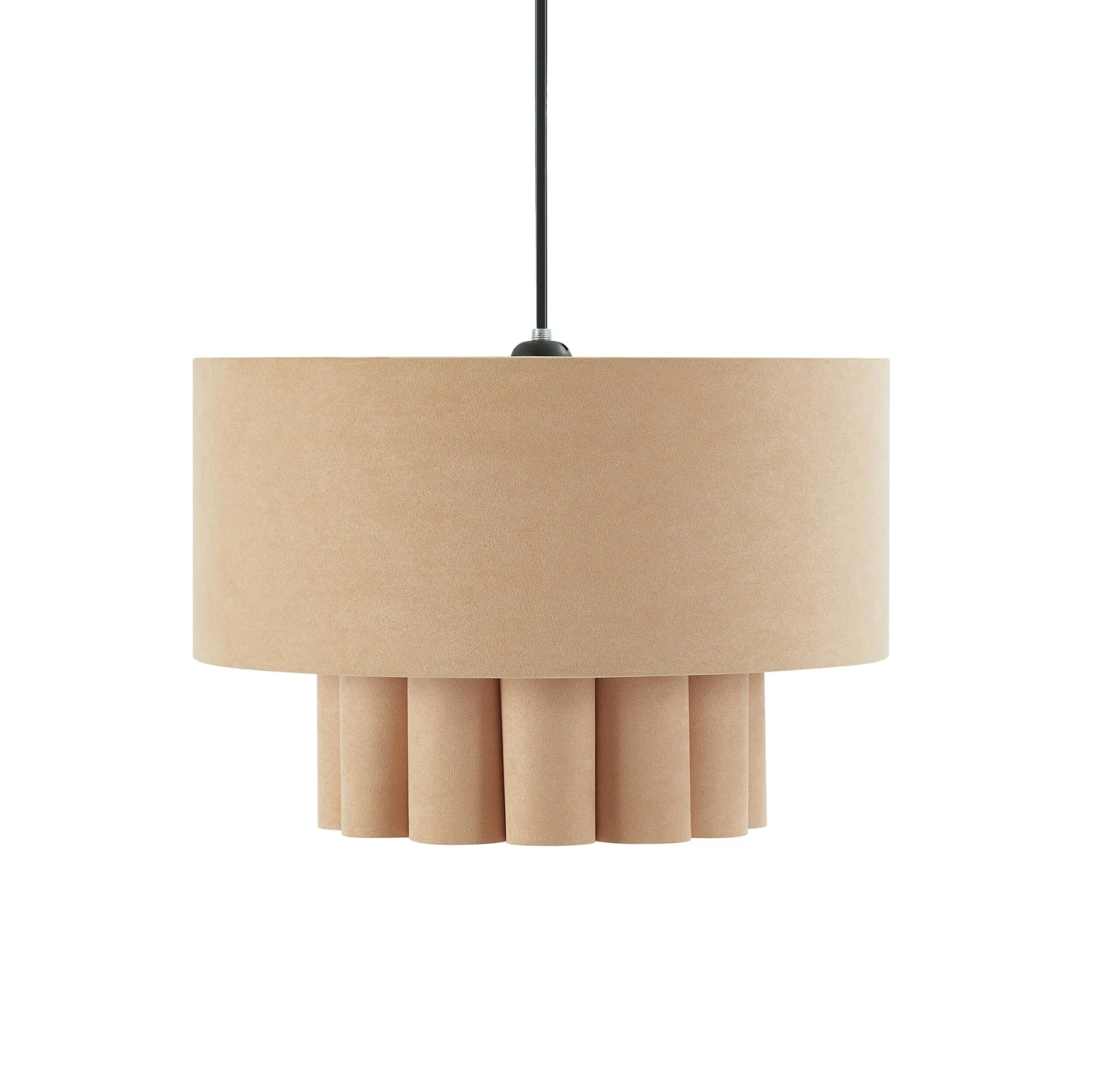 Eli Faux Suede Two Tier Scallop Ceiling Shade - Beige - Image 4