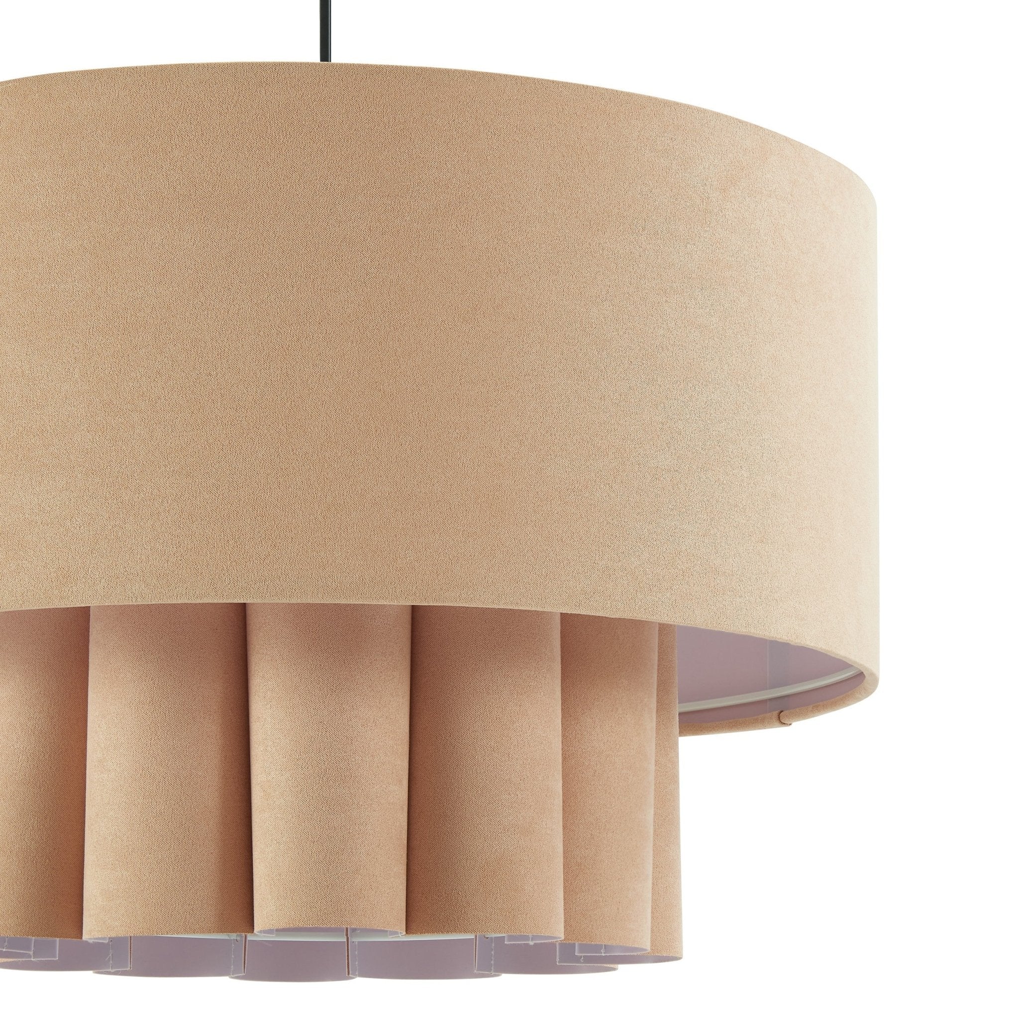 Eli Faux Suede Two Tier Scallop Ceiling Shade - Beige - Image 5