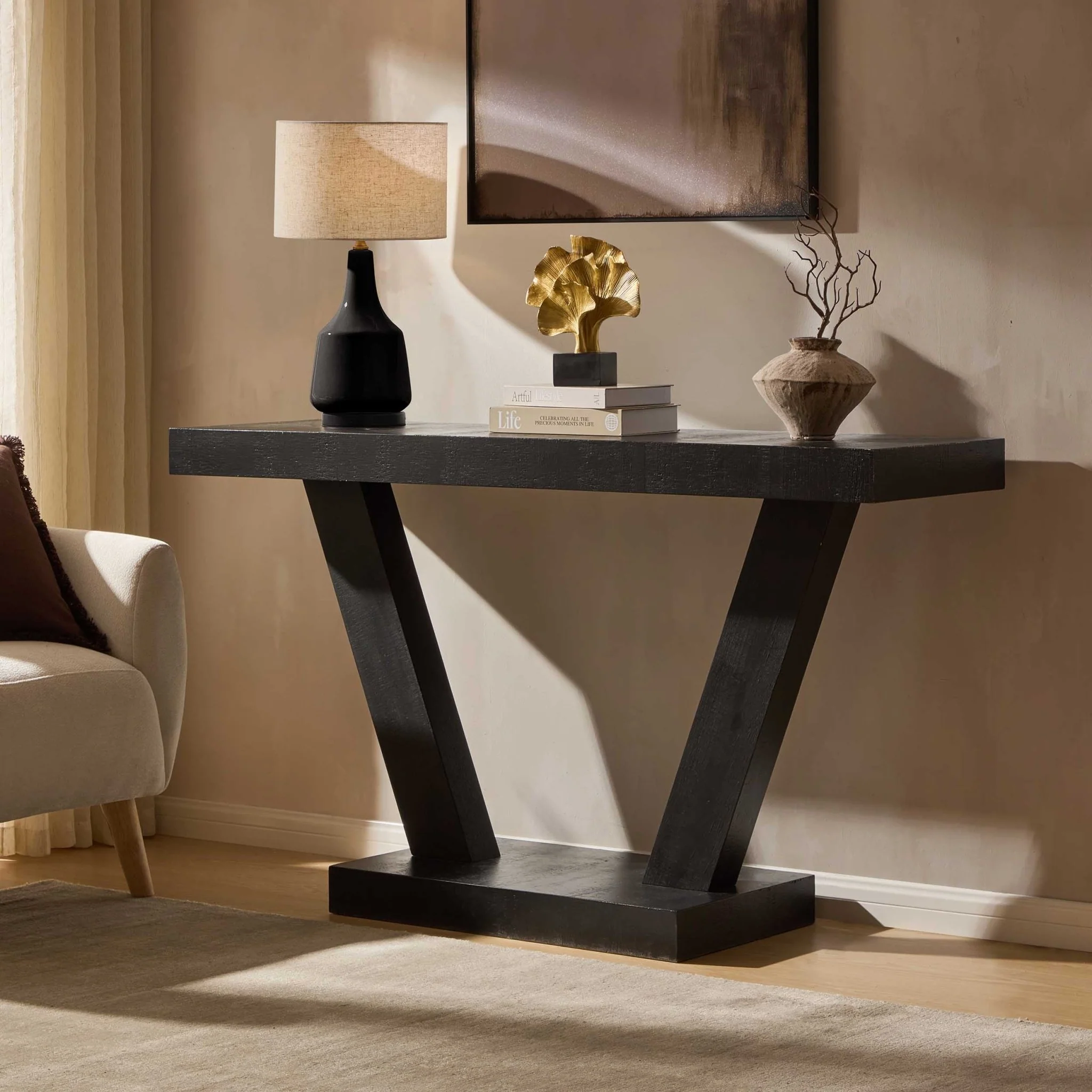 Elina Console Table - Black Wood