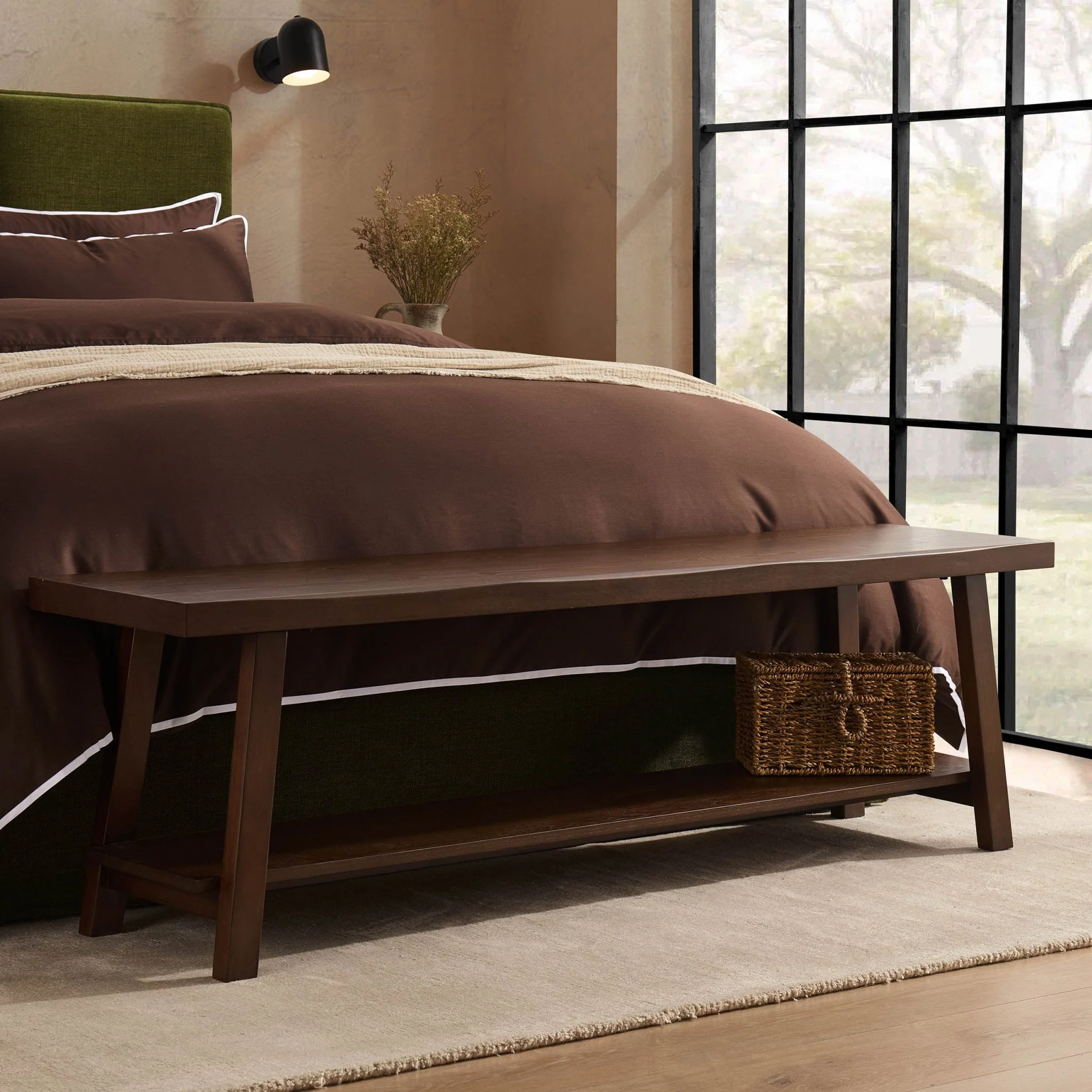 Eliza Wooden Shelf Bench - Walnut - Image 2