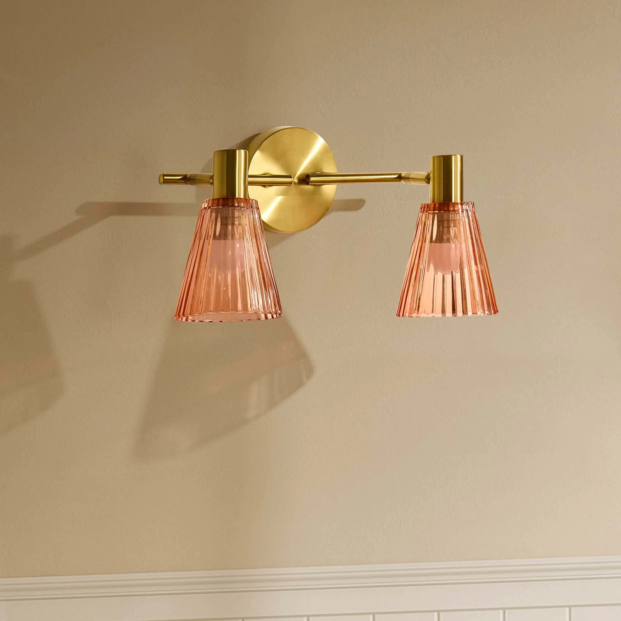 Ella Glass Conical Striped Wall Light - Amber