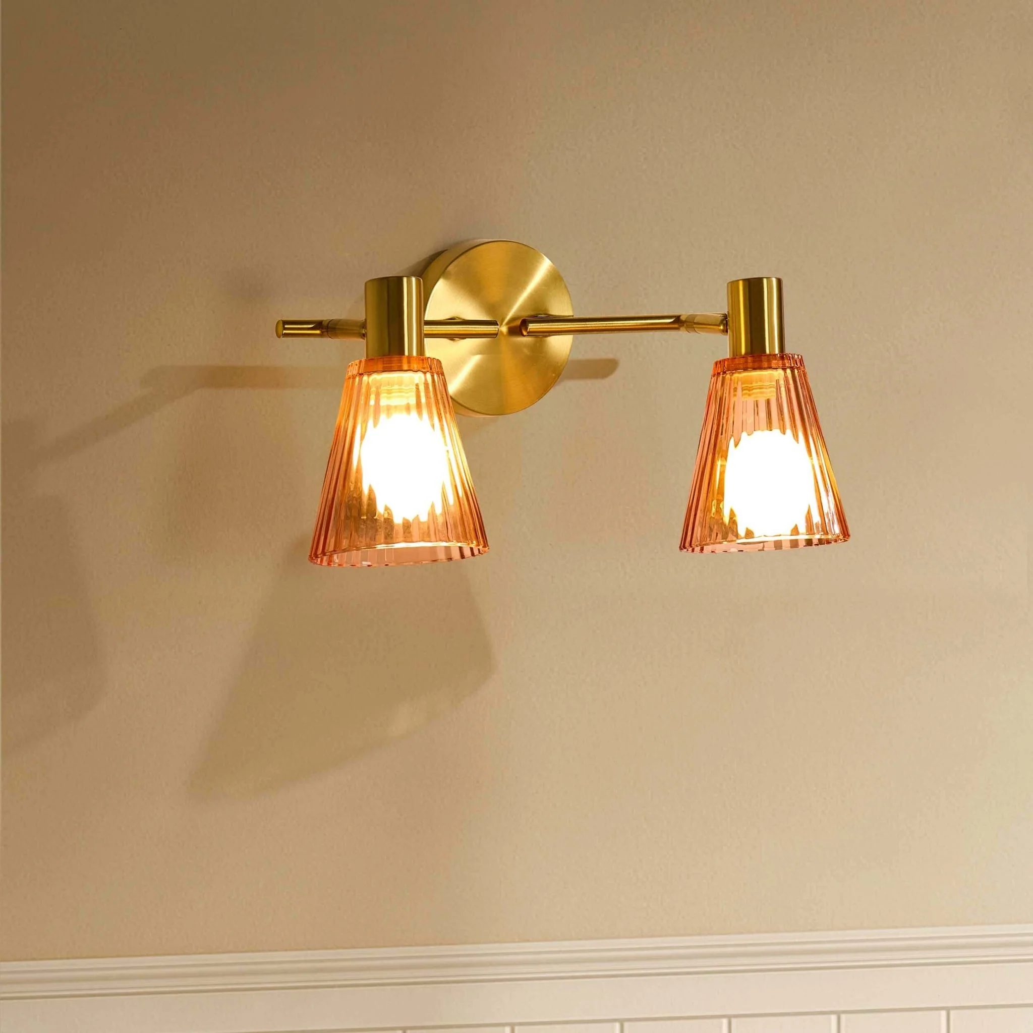Ella Glass Conical Striped Wall Light - Amber - Image 2