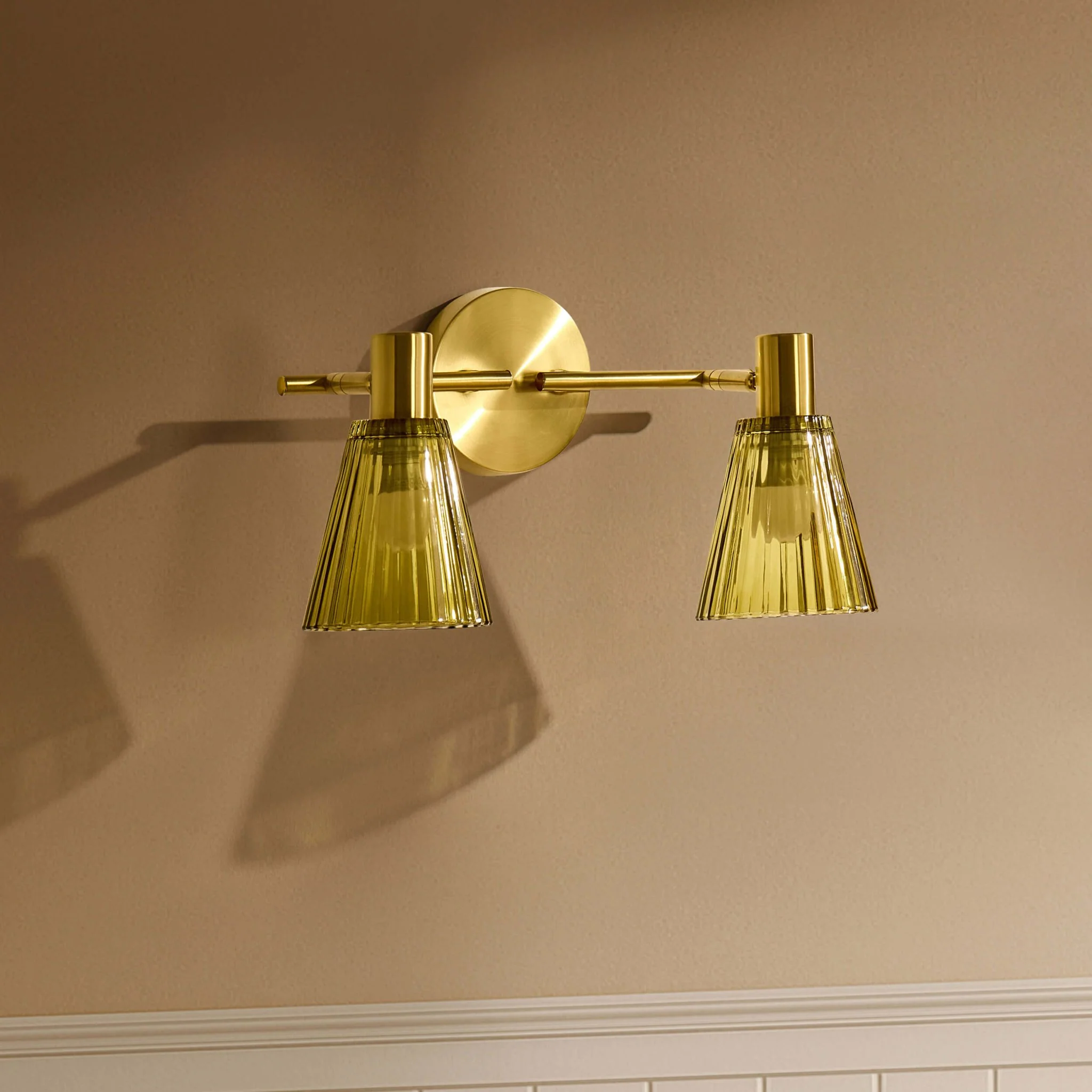 Ella Glass Conical Striped Wall Light - Green