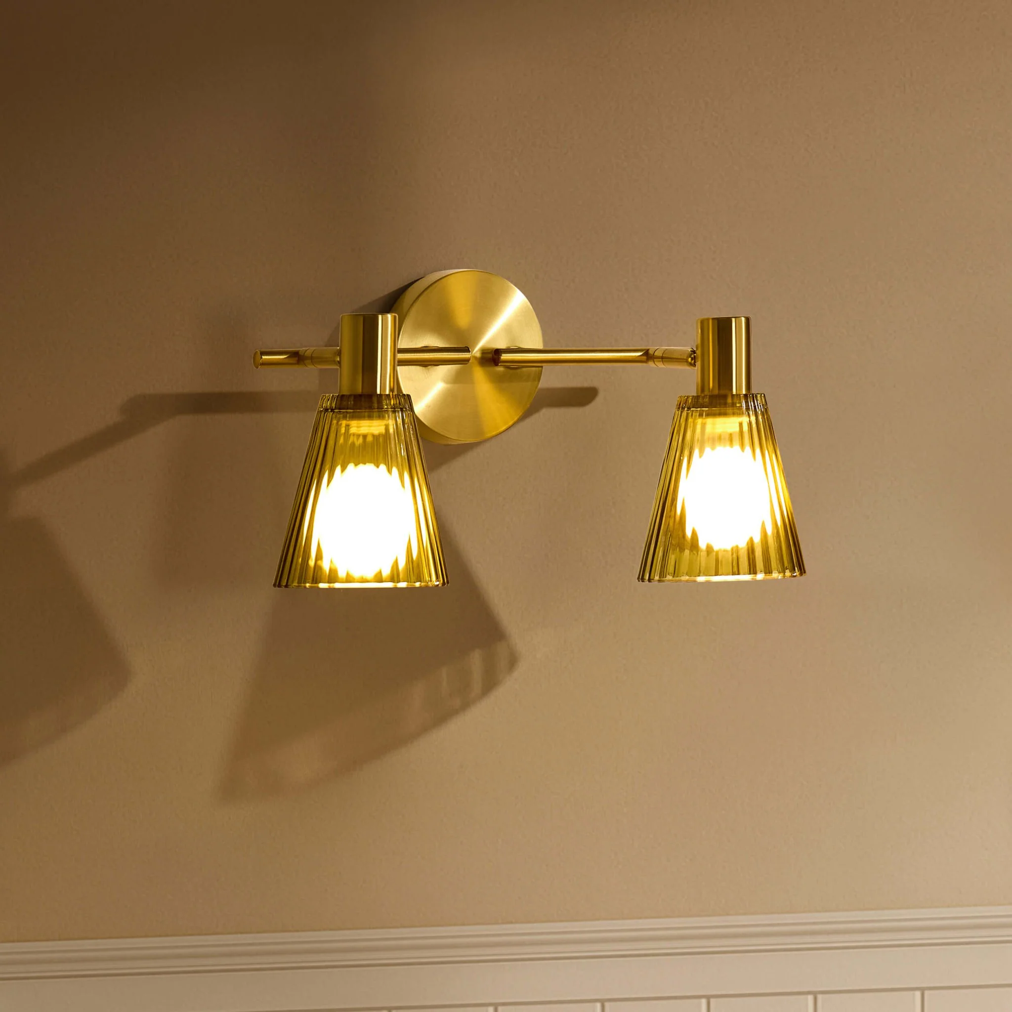 Ella Glass Conical Striped Wall Light - Green - Image 2