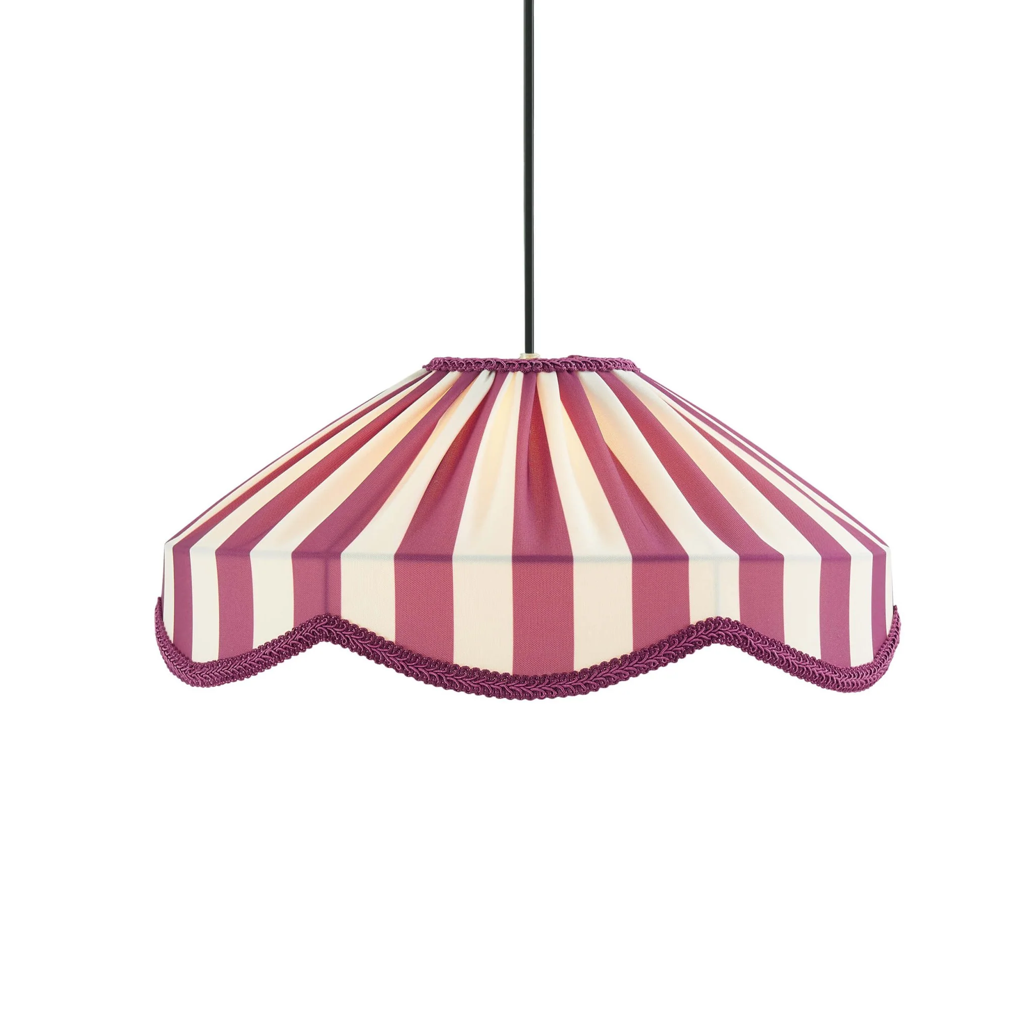 Elliot Linen Scallop Stripe Ceiling Shade - Plum - Image 3