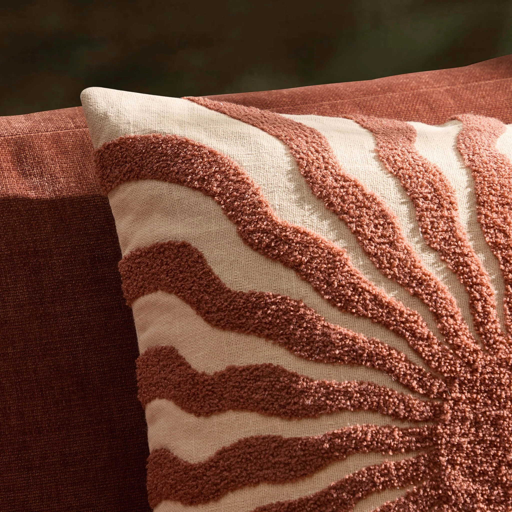 Embroidered Sun Sofa Cushion Cover - Burnt Orange - Image 2