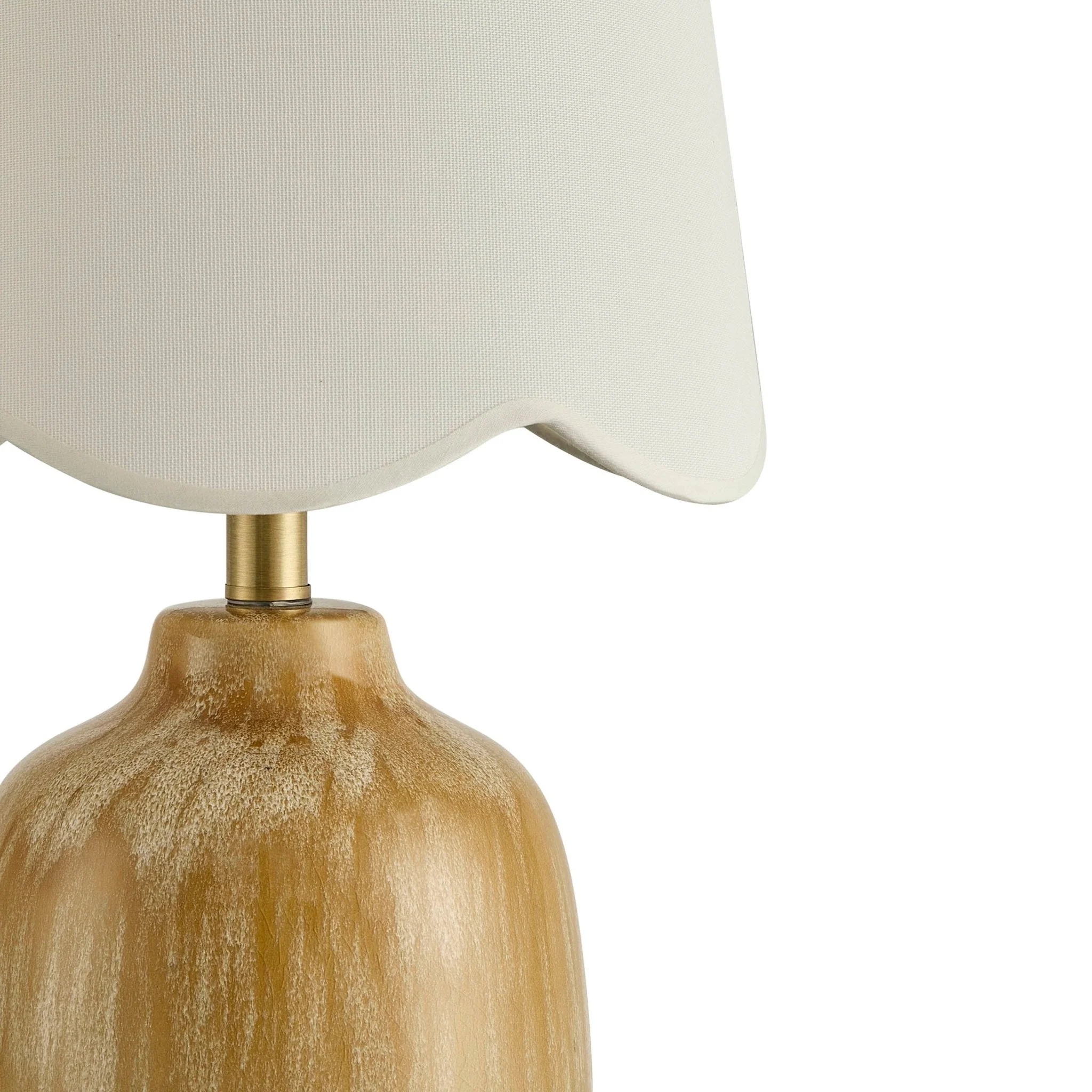 Emer Scallop Edge Reactive Glaze Table Lamp - Brown/White - Image 4