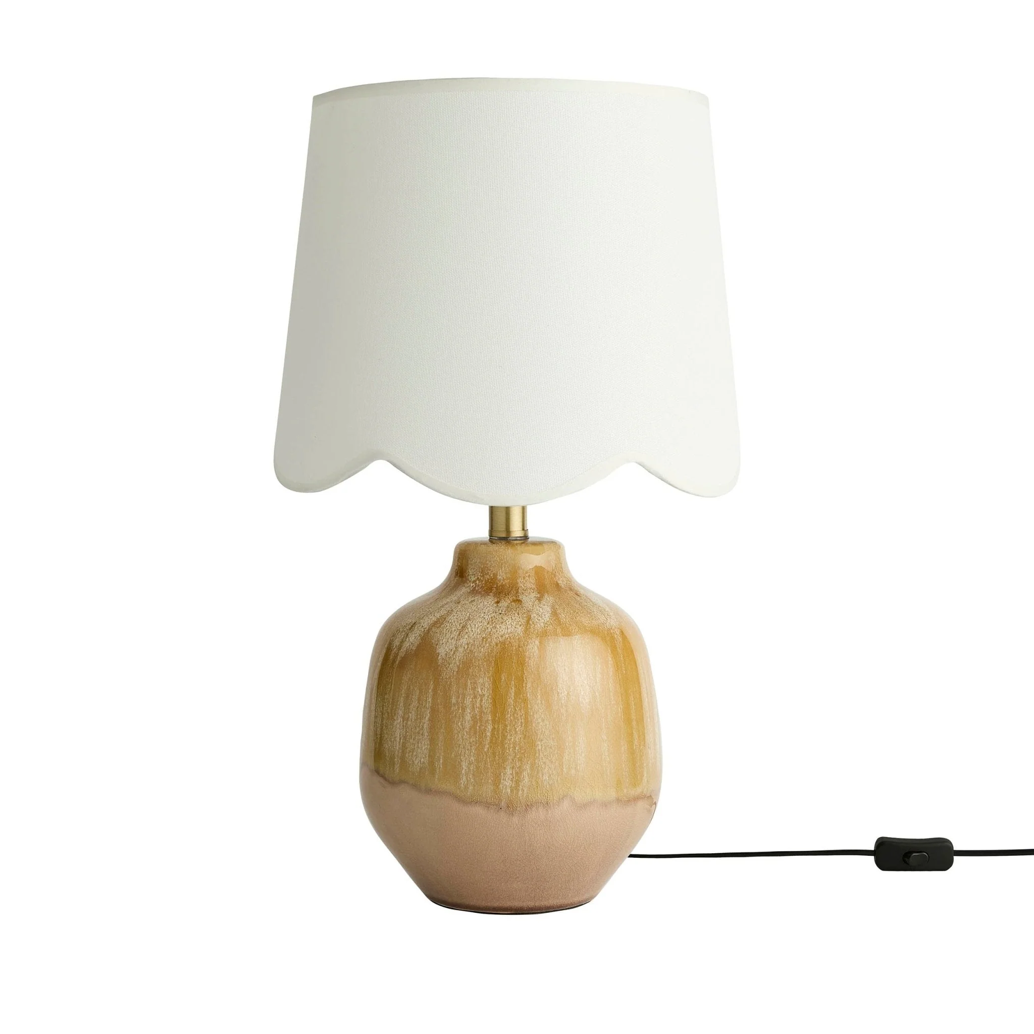 Emer Scallop Edge Reactive Glaze Table Lamp - Brown/White - Image 5