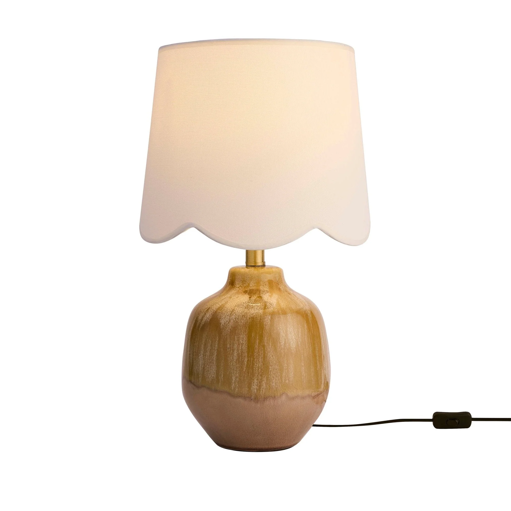 Emer Scallop Edge Reactive Glaze Table Lamp - Brown/White - Image 6
