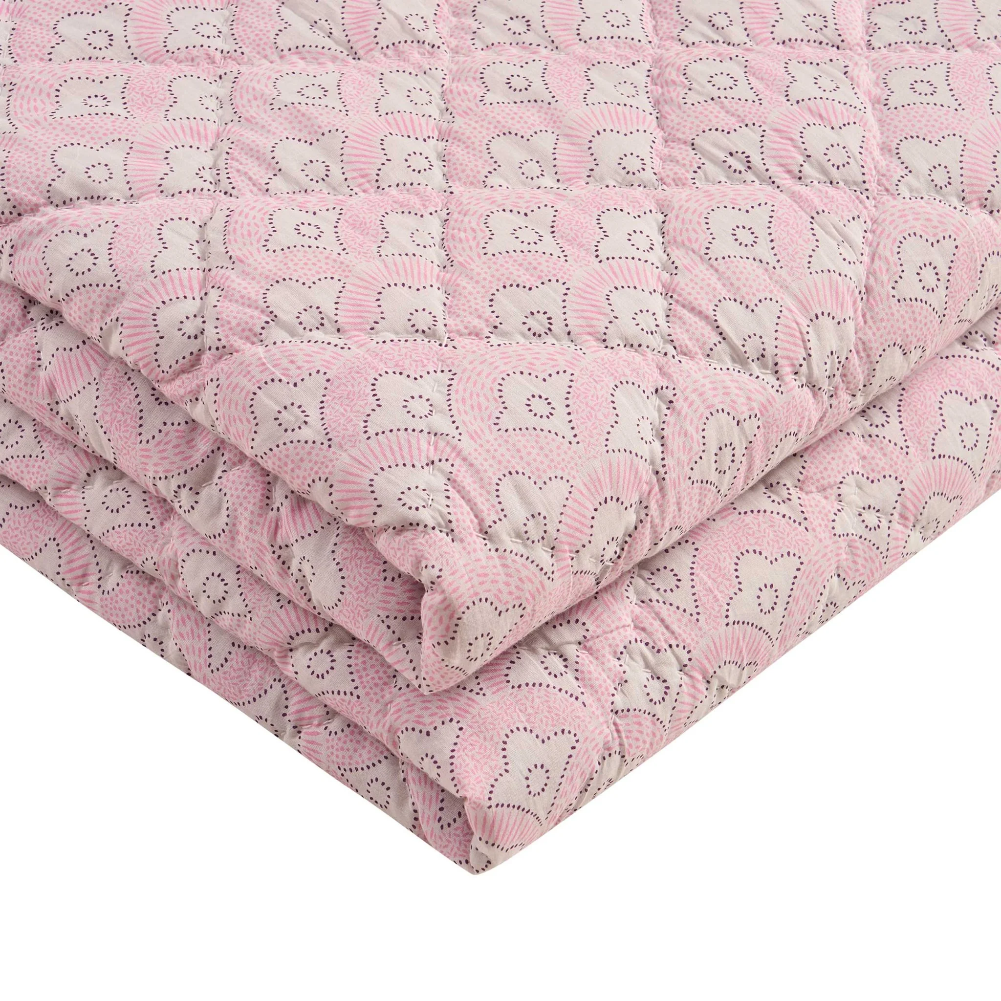 Esme 100% Cotton Printed Scallop Reversible Bedspread - Pink - Image 4
