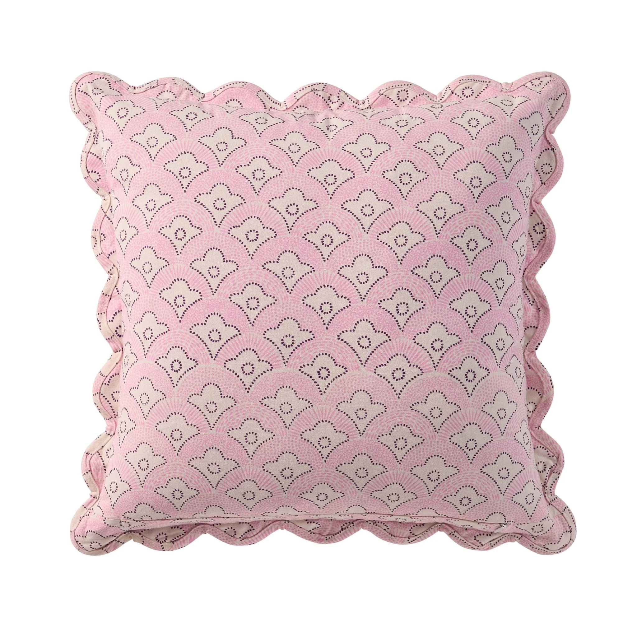 Esme 100% Cotton Printed Scallop Reversible Cushion Cover - Pink - Image 5