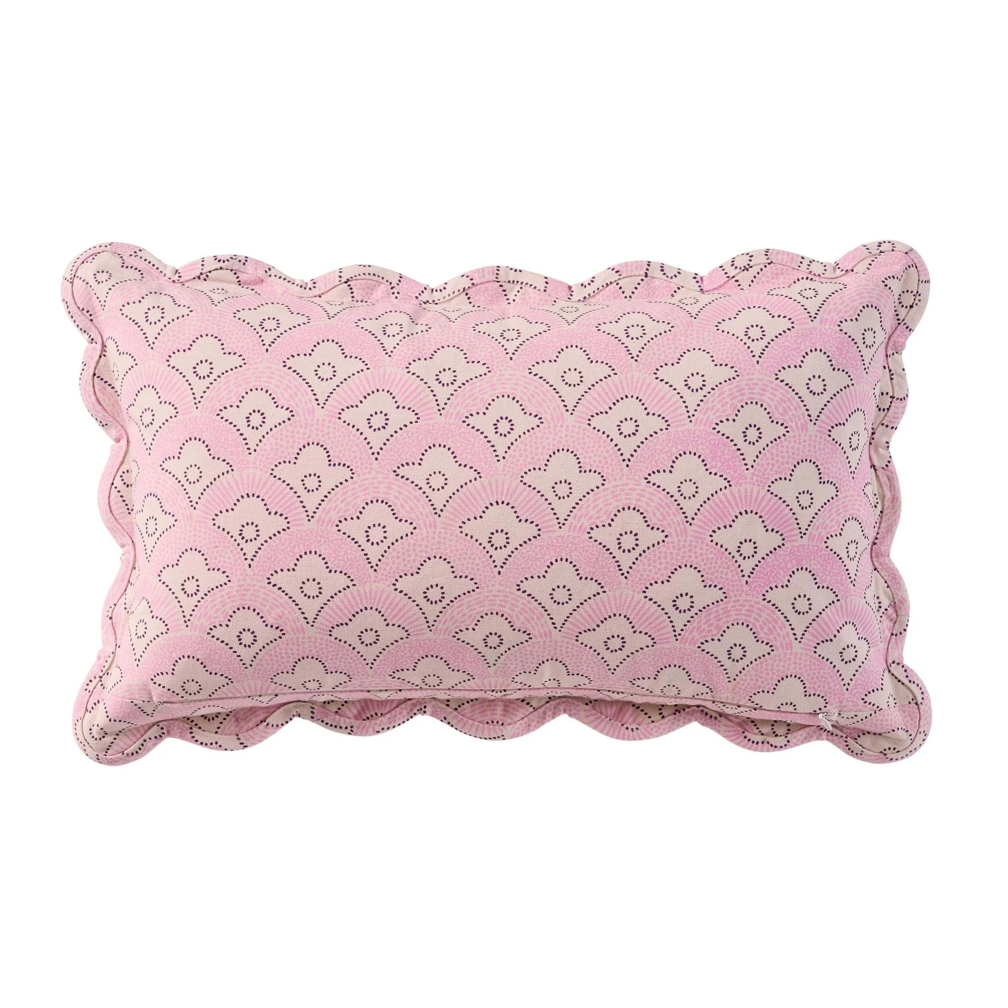 Esme 100% Cotton Printed Scallop Reversible Cushion Cover - Pink - Image 6