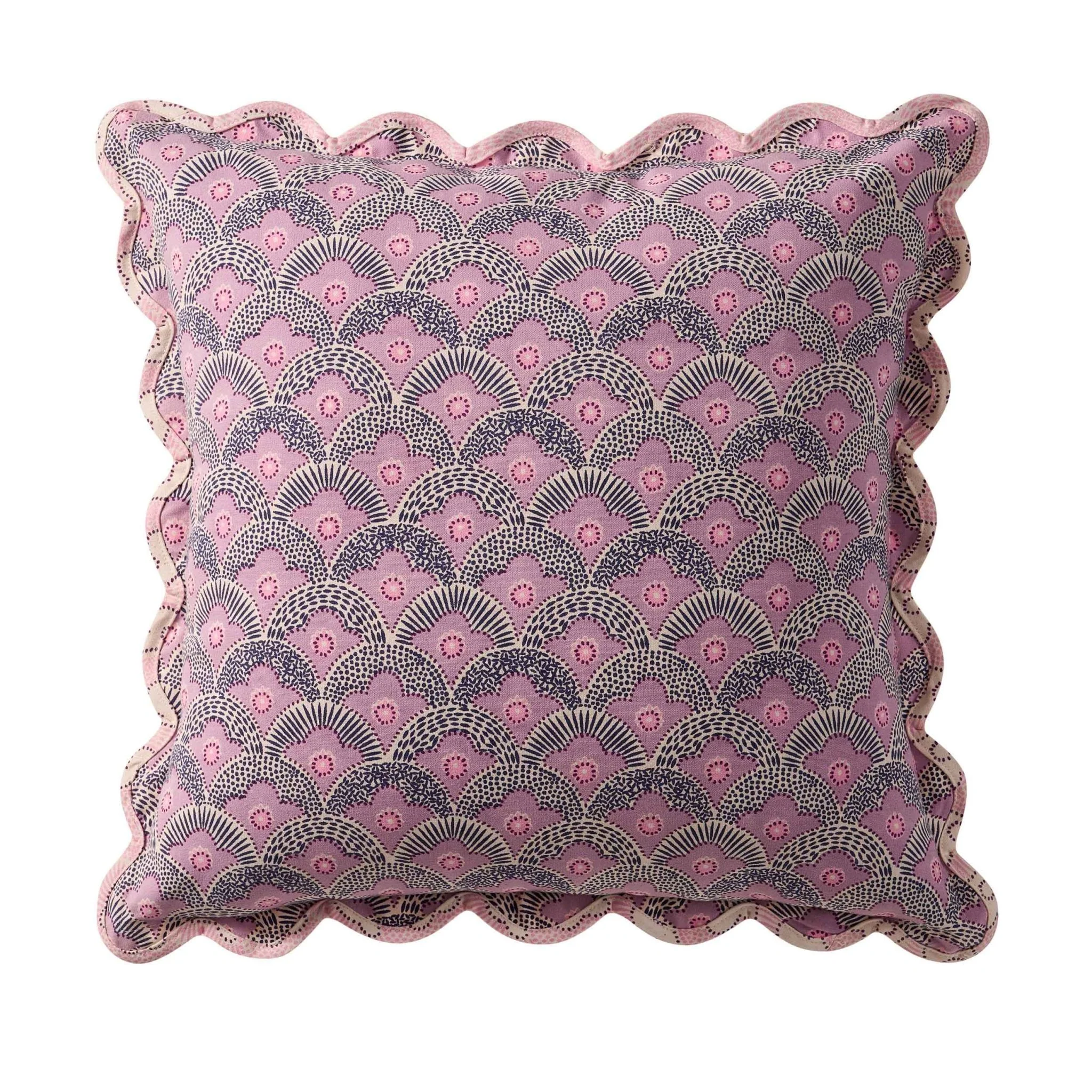 Esme 100% Cotton Printed Scallop Reversible Cushion Cover - Pink - Image 12
