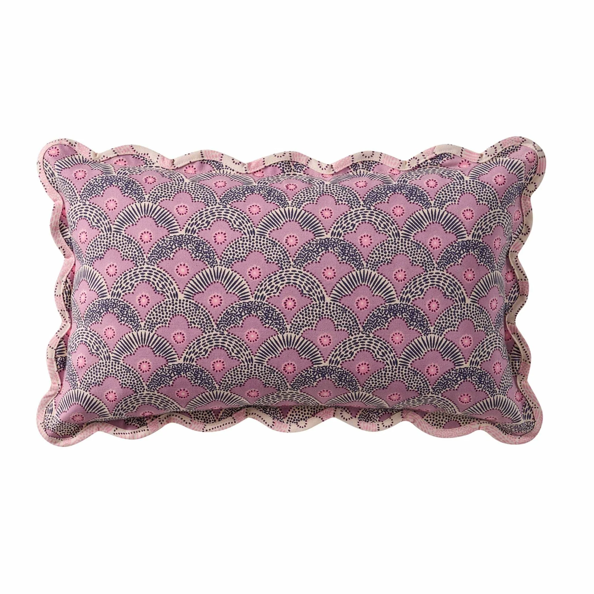 Esme 100% Cotton Printed Scallop Reversible Cushion Cover - Pink - Image 13