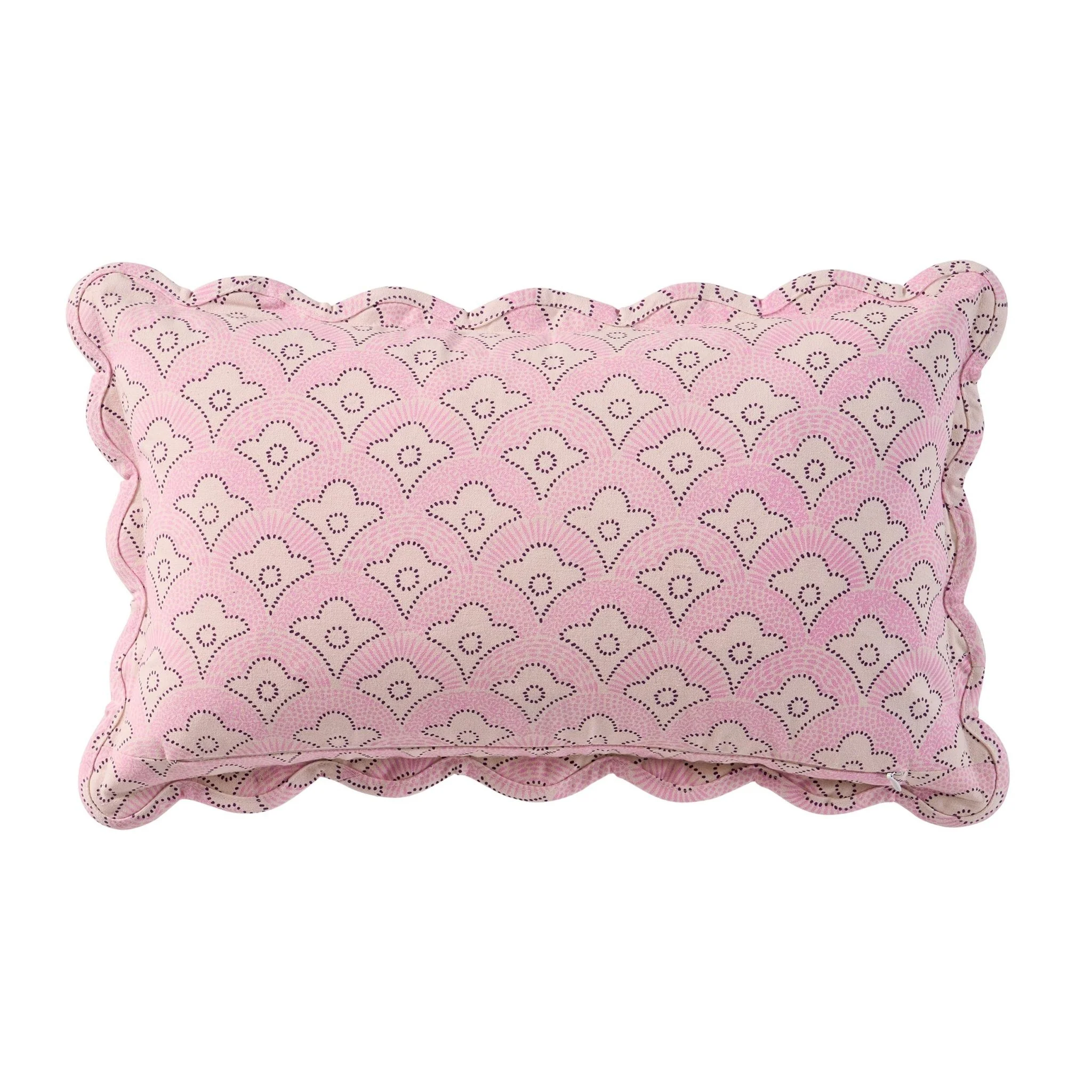 Esme 100% Cotton Printed Scallop Reversible Sofa Cushion Cover - Pink - Image 7