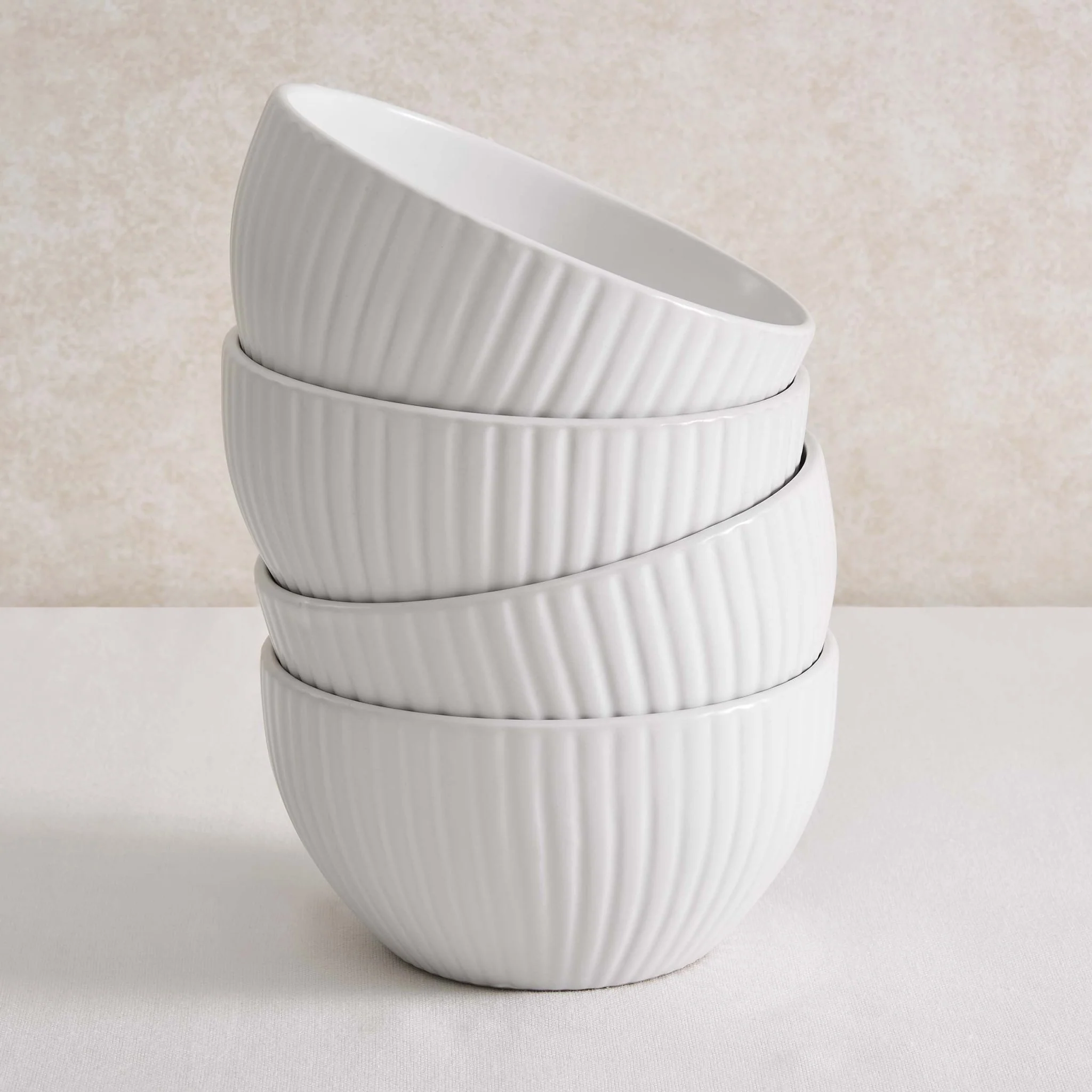 Ethan Embossed Stoneware 12 Piece Dinner Set - White - Image 2