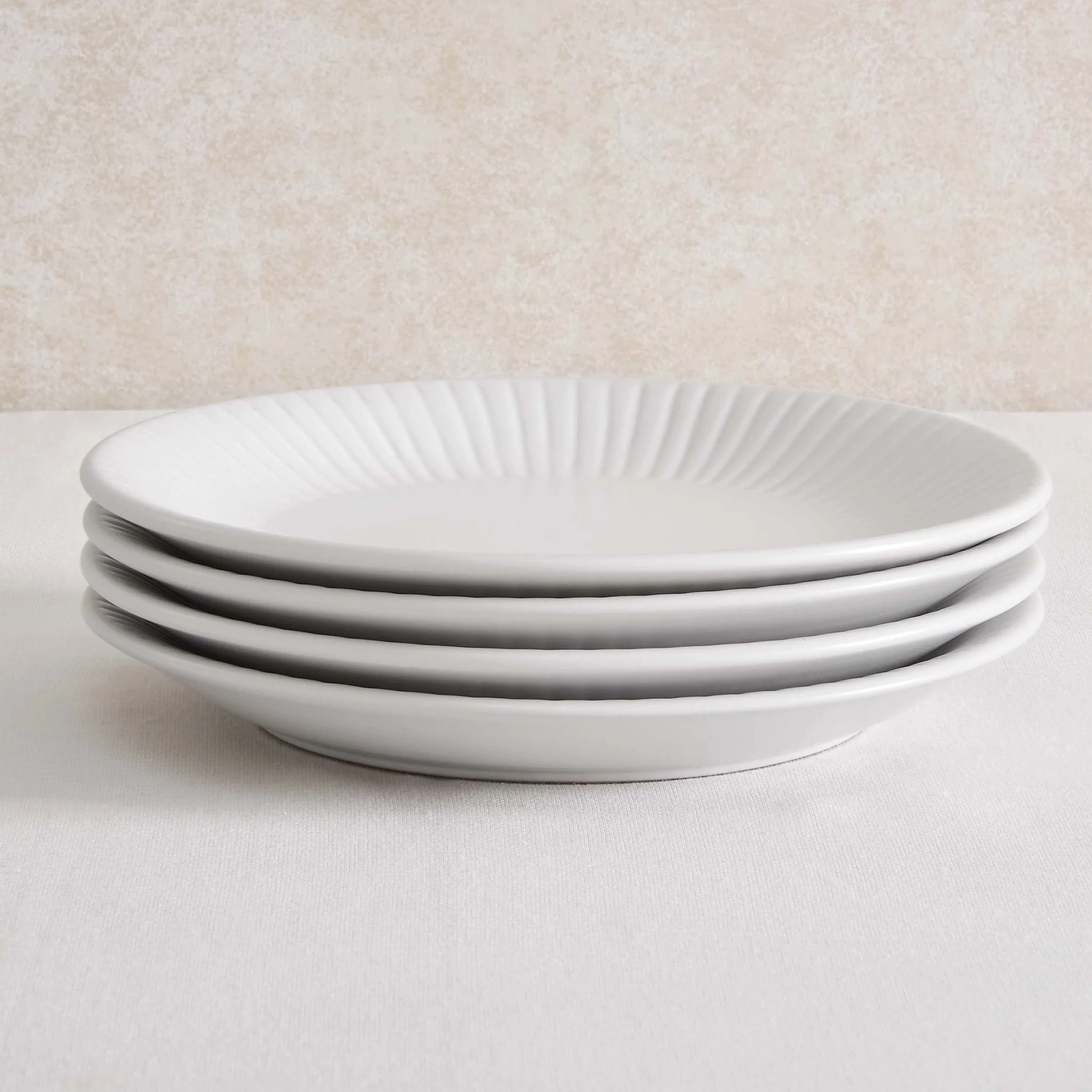 Ethan Embossed Stoneware 12 Piece Dinner Set - White - Image 3