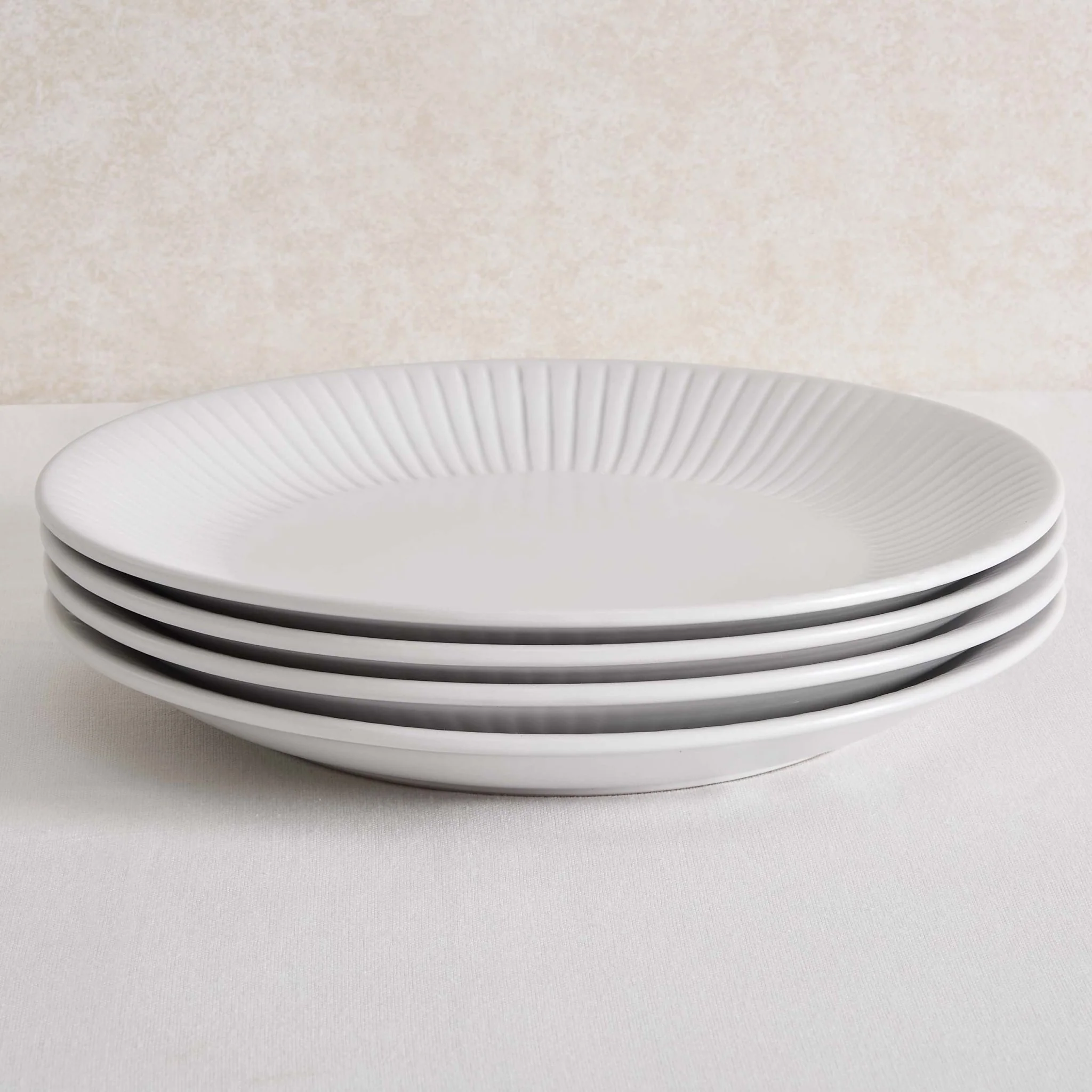 Ethan Embossed Stoneware 12 Piece Dinner Set - White - Image 4