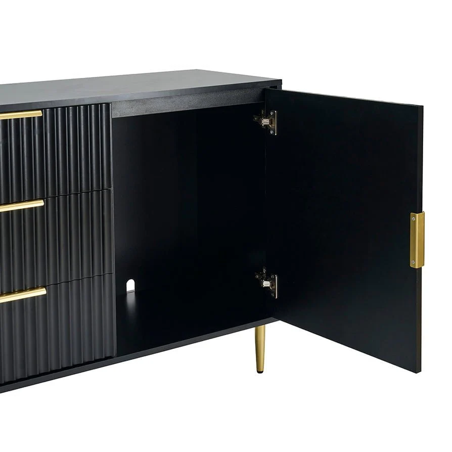 Evie 2 Door Sideboard with Drawers - Black - Image 4