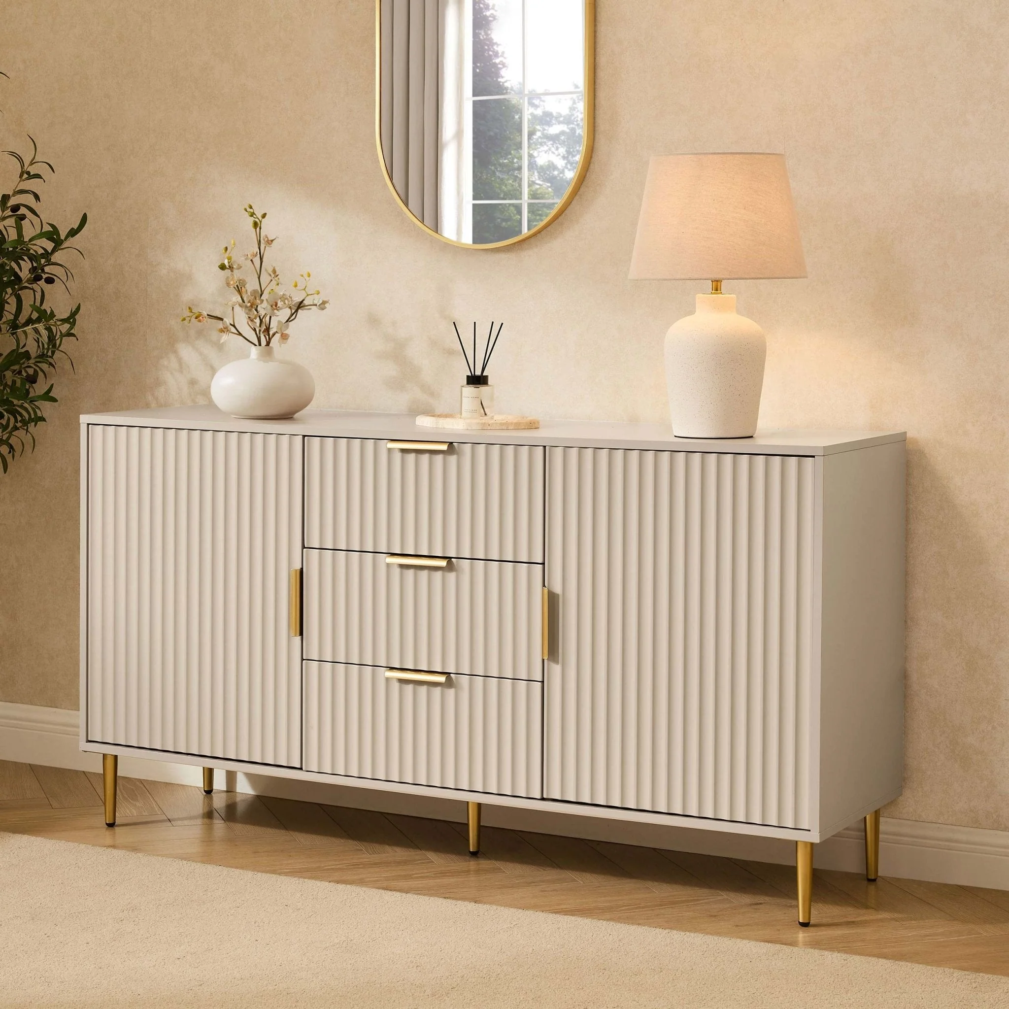 Evie 2 Door Sideboard with Drawers - Taupe